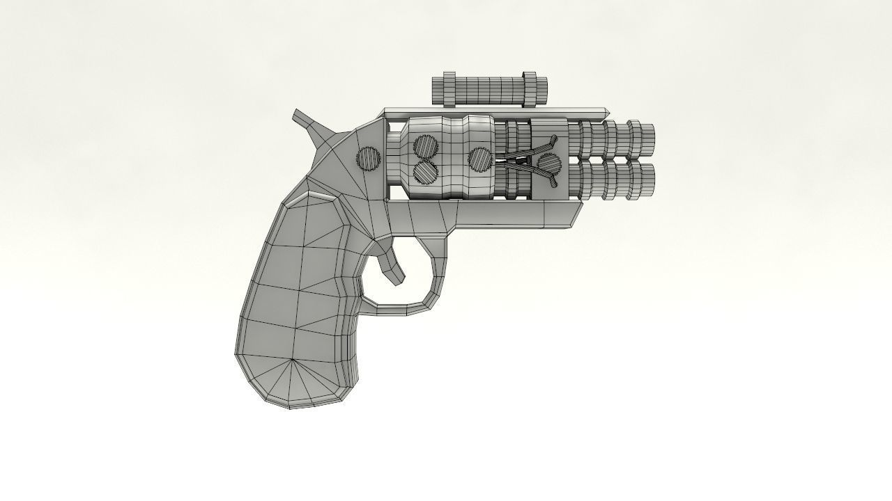Steampunk Derringer Low-poly 3D model_8