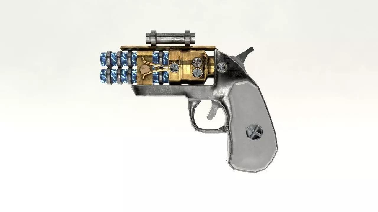 Steampunk Derringer Low-poly 3D model_0