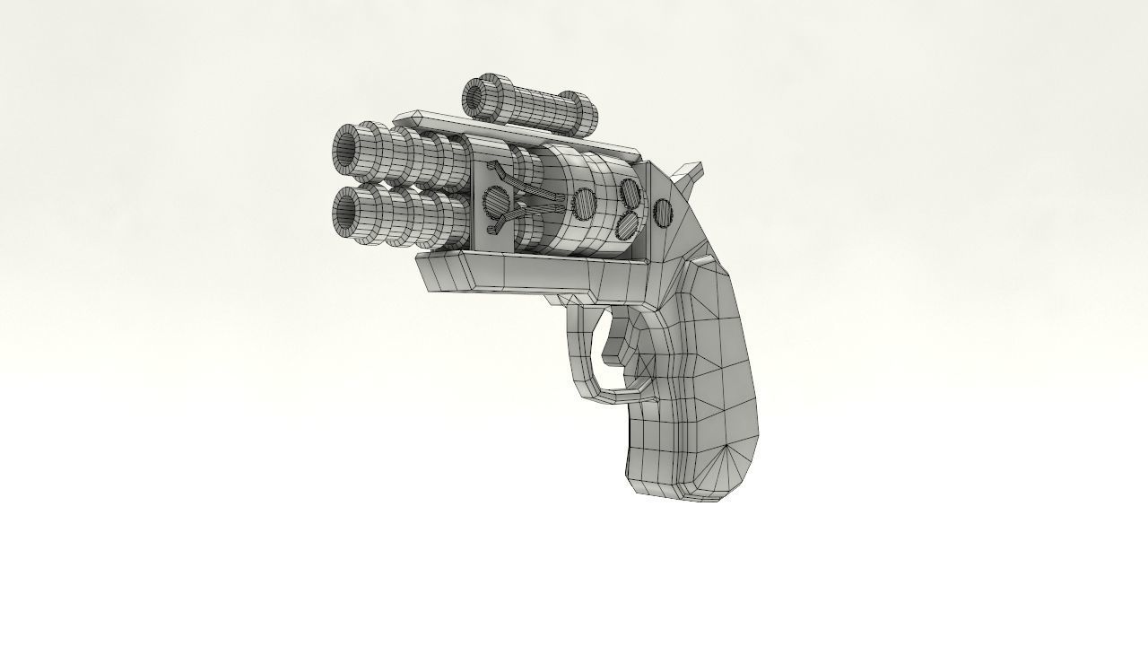 Steampunk Derringer Low-poly 3D model_11
