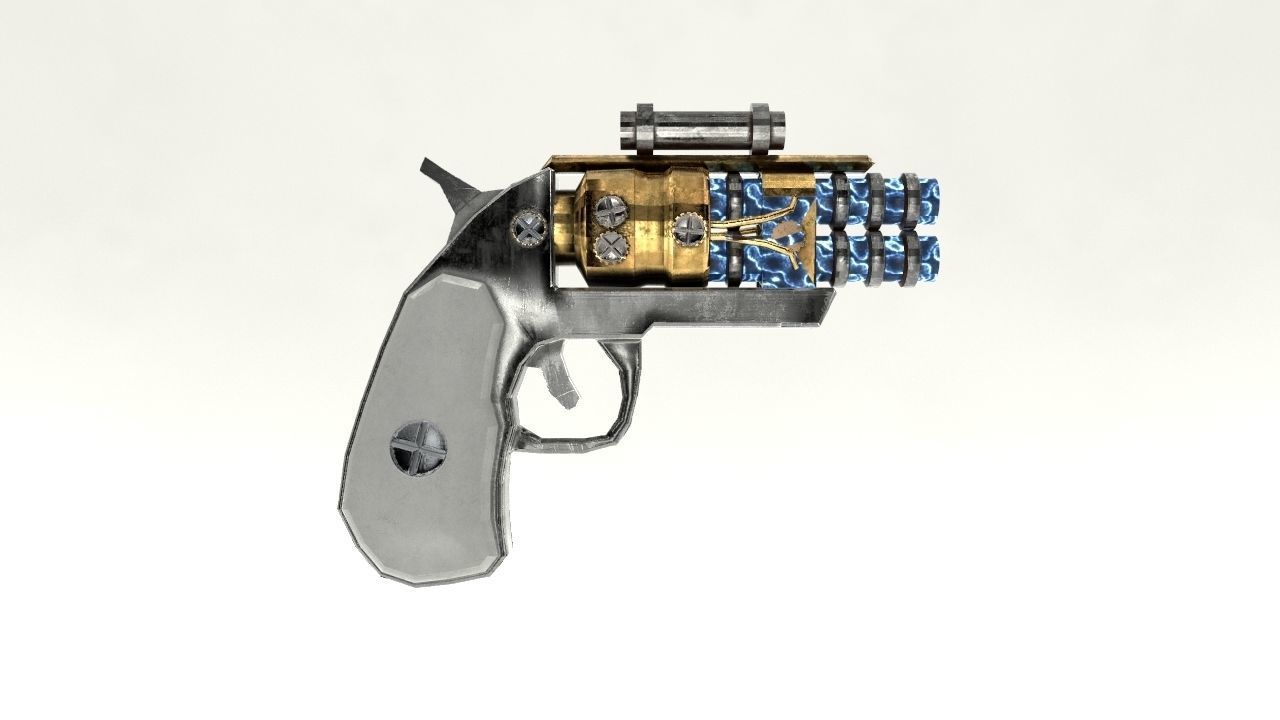 Steampunk Derringer Low-poly 3D model_3