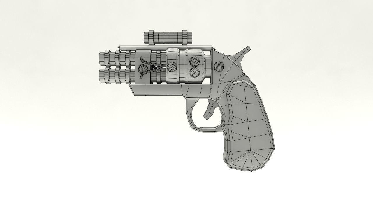 Steampunk Derringer Low-poly 3D model_9