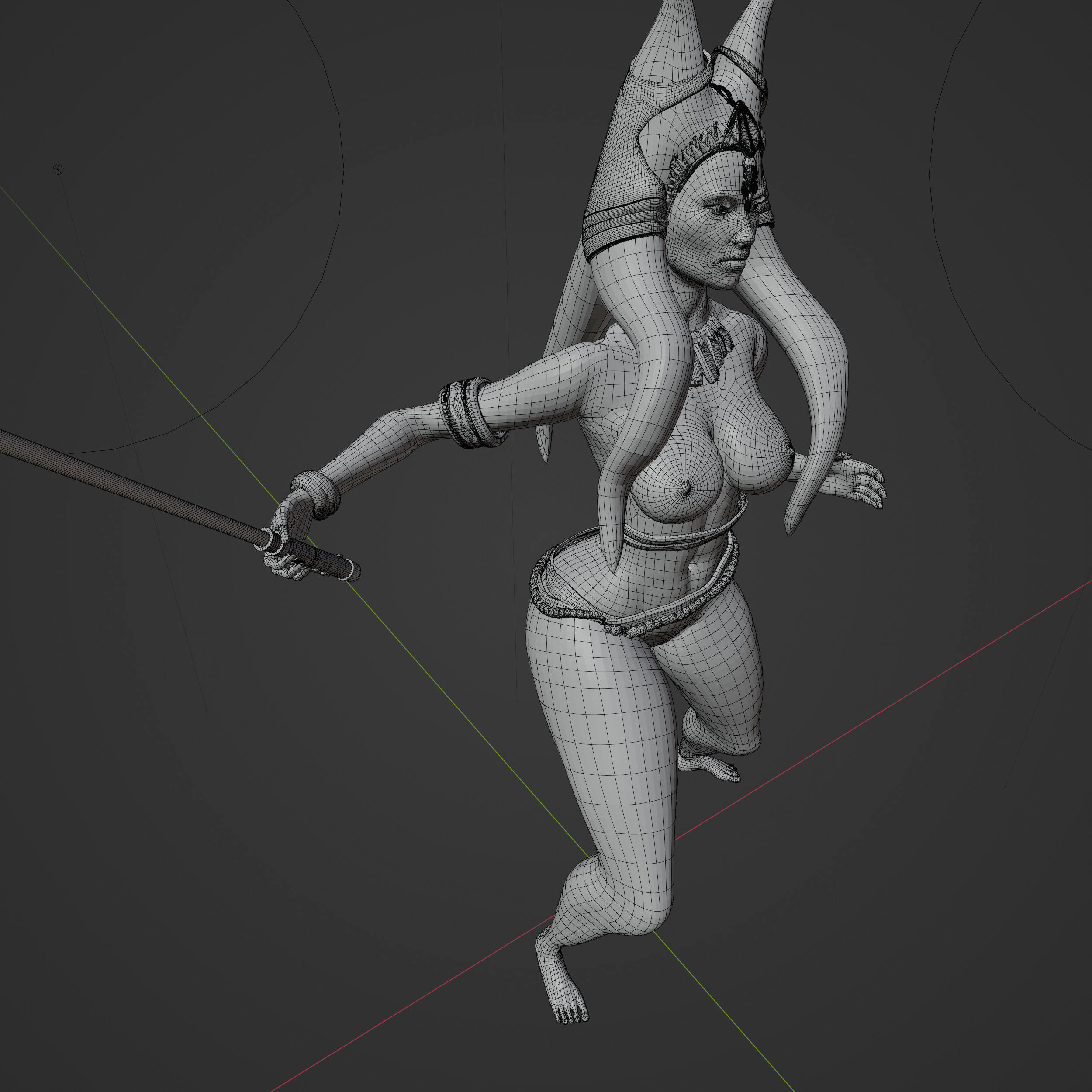 Red-Skinned Warrior with Glowing Blade 3D print model_3