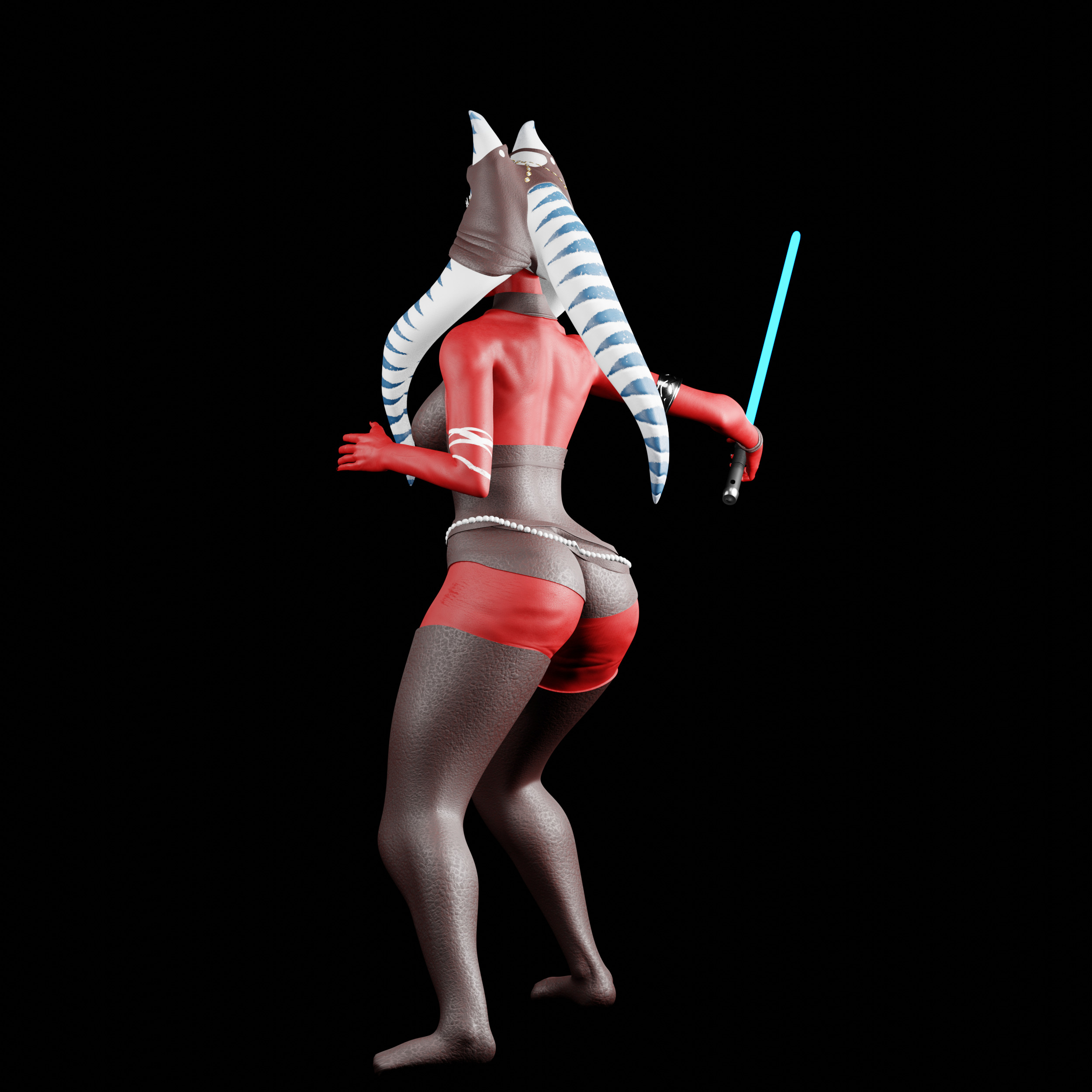 Red-Skinned Warrior with Glowing Blade 3D print model_7