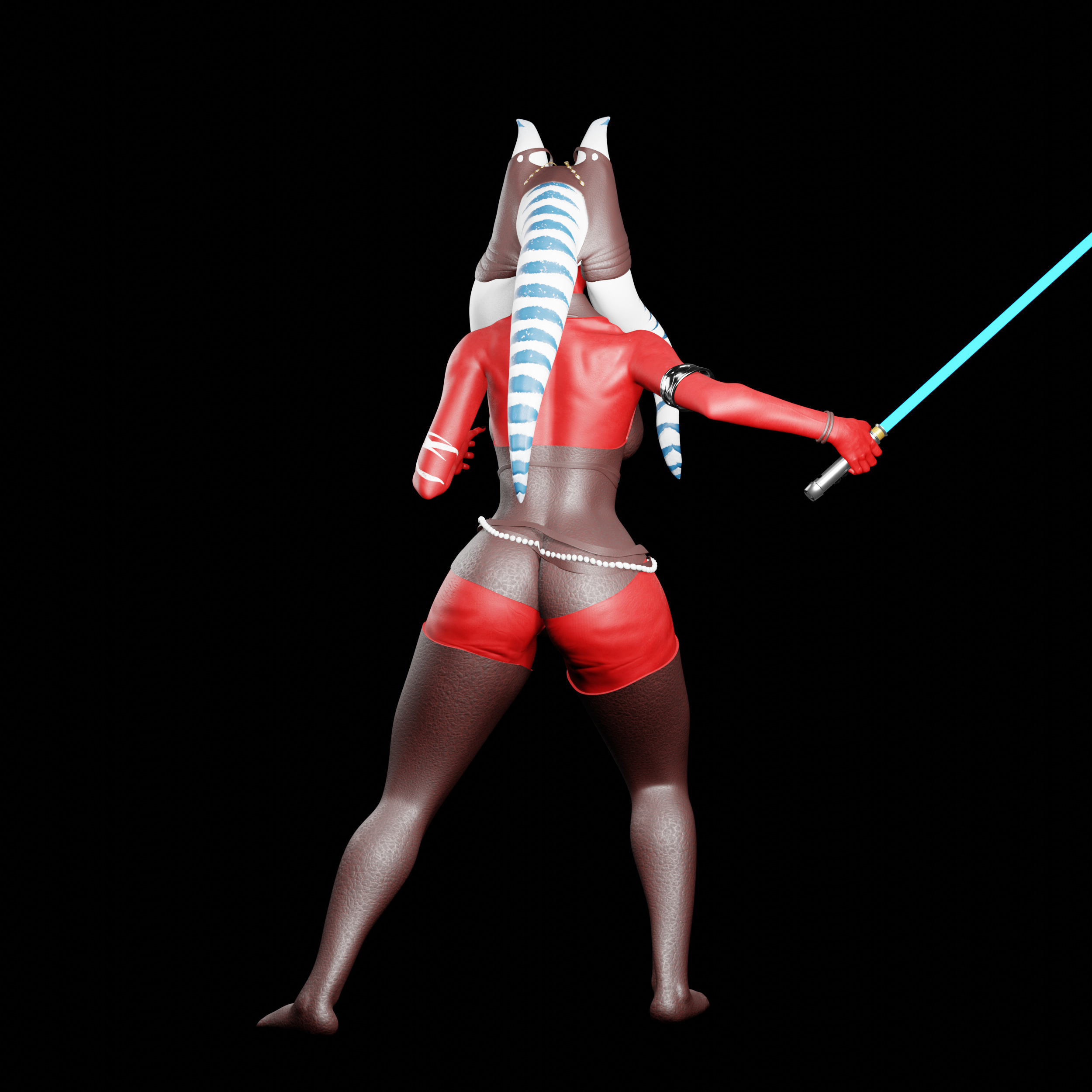 Red-Skinned Warrior with Glowing Blade 3D print model_2