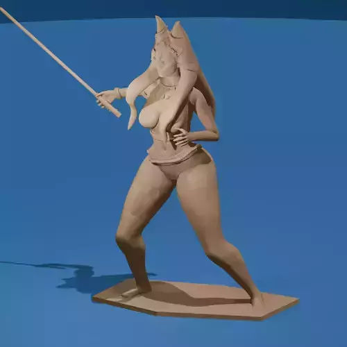 Red-Skinned Warrior with Glowing Blade 3D print model Red-Skinned Warrior with Glowing Blade 3D print model