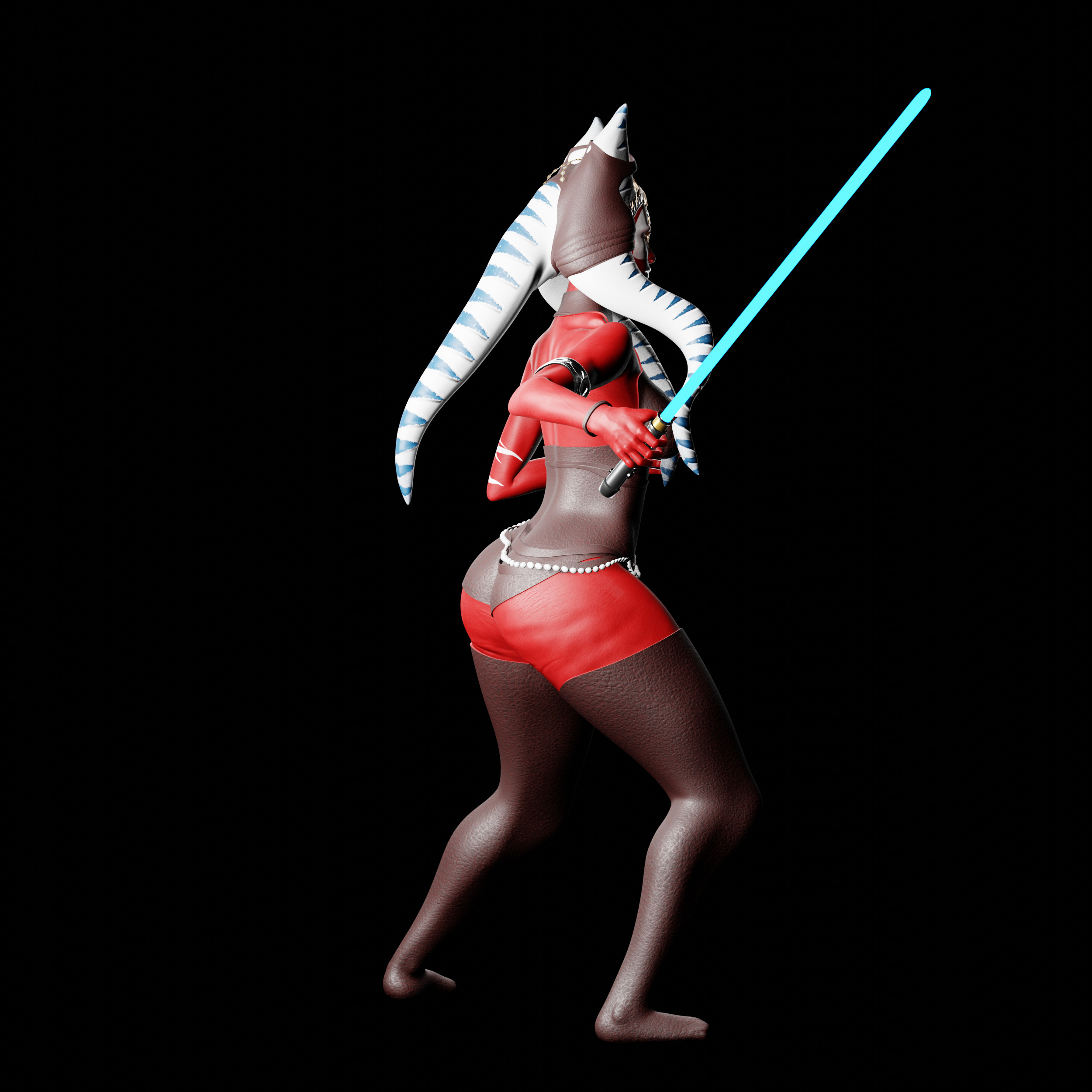 Red-Skinned Warrior with Glowing Blade 3D print model_8