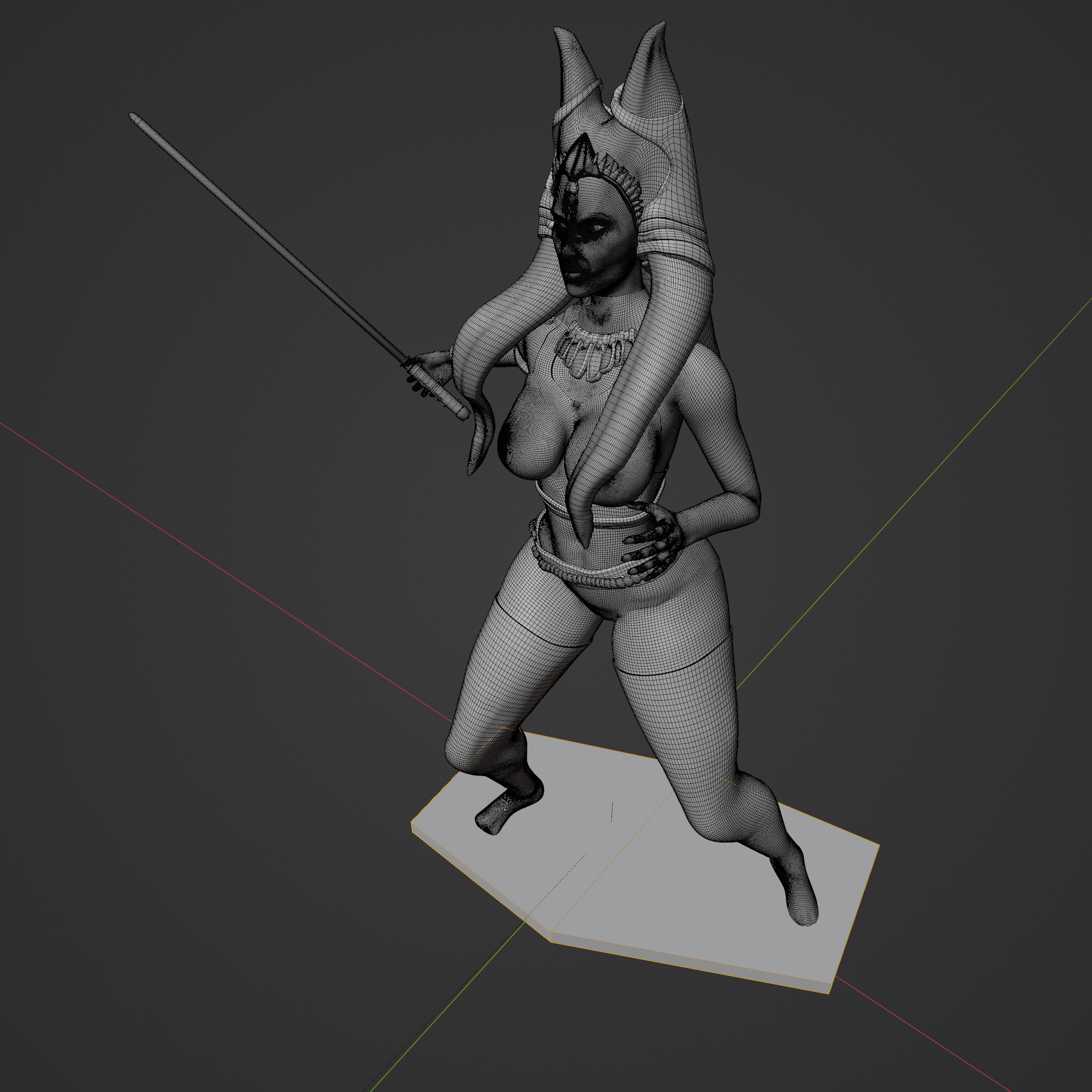 Red-Skinned Warrior with Glowing Blade 3D print model_4