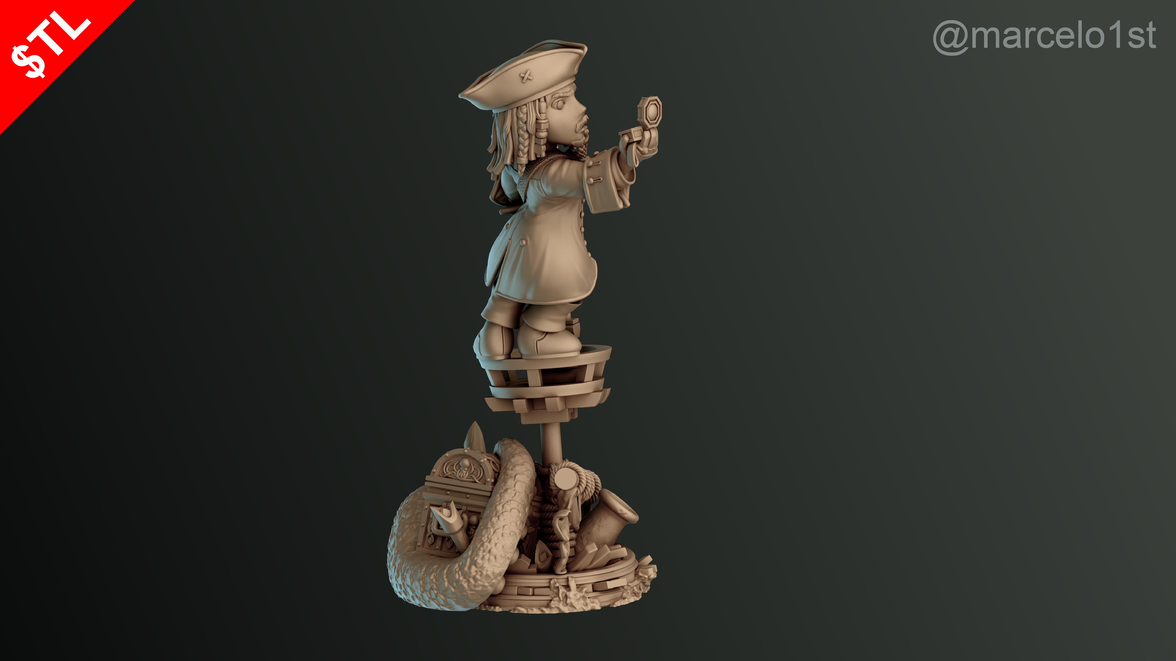 SIMPLE - Jack Sparrow 3D Model for Printing - Detailed Sculpt 3D print model_30