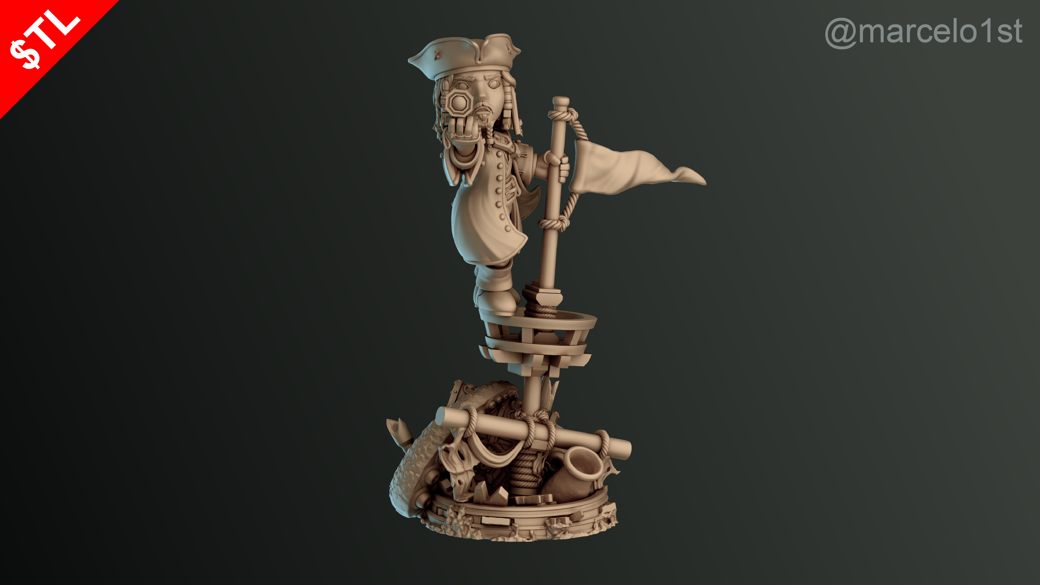 SIMPLE - Jack Sparrow 3D Model for Printing - Detailed Sculpt 3D print model_36