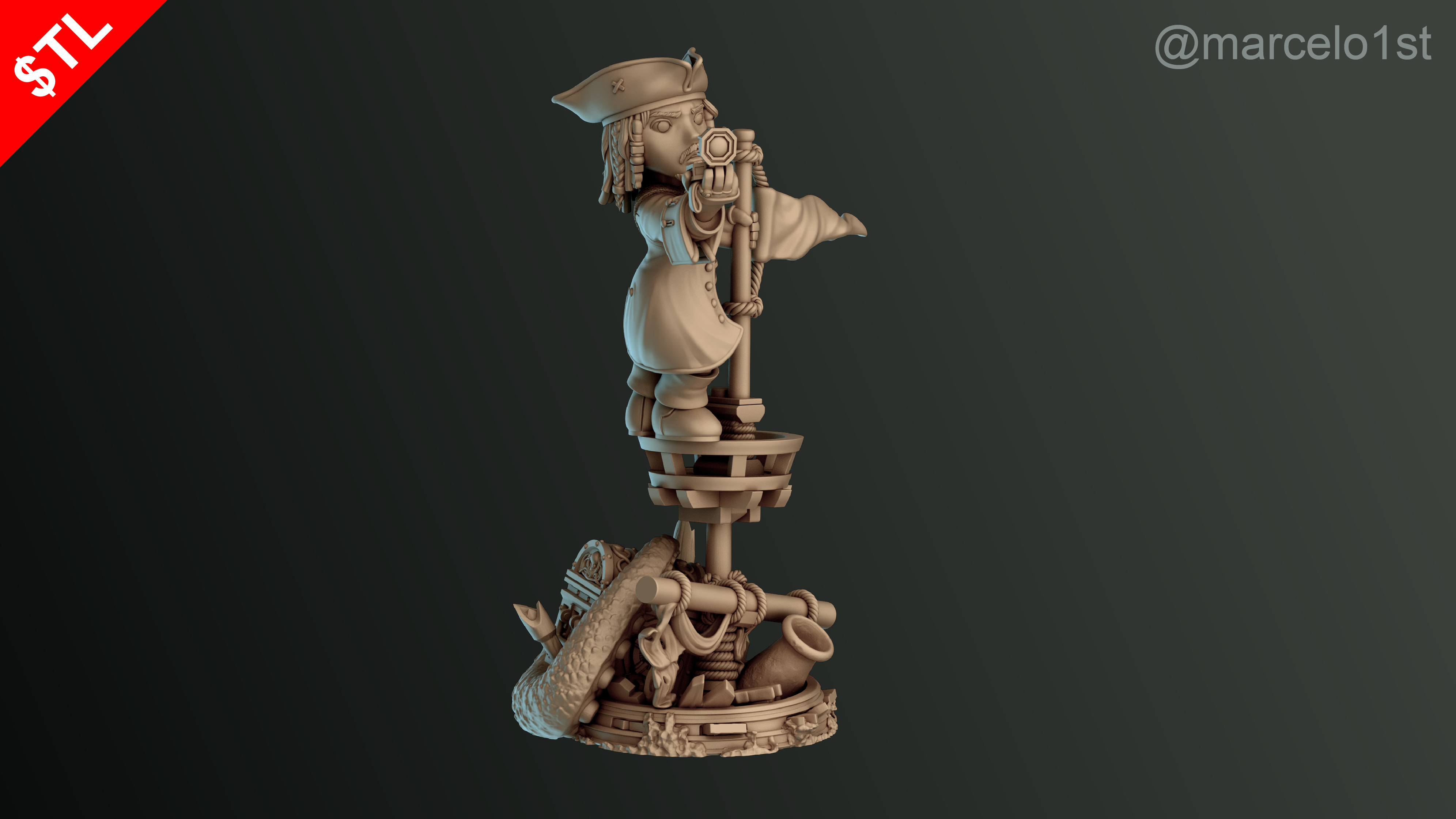 SIMPLE - Jack Sparrow 3D Model for Printing - Detailed Sculpt 3D print model_33