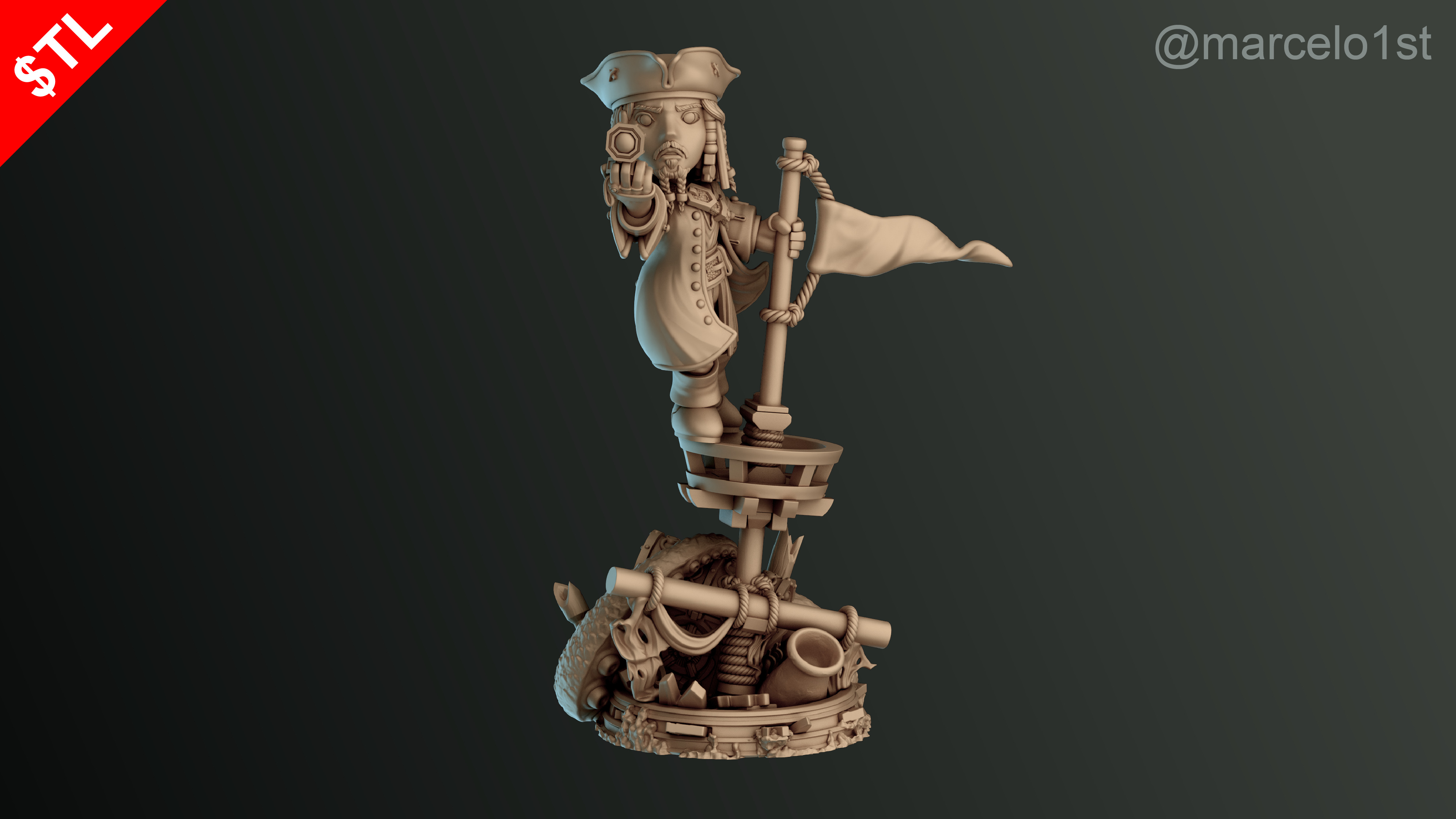 SIMPLE - Jack Sparrow 3D Model for Printing - Detailed Sculpt 3D print model_37