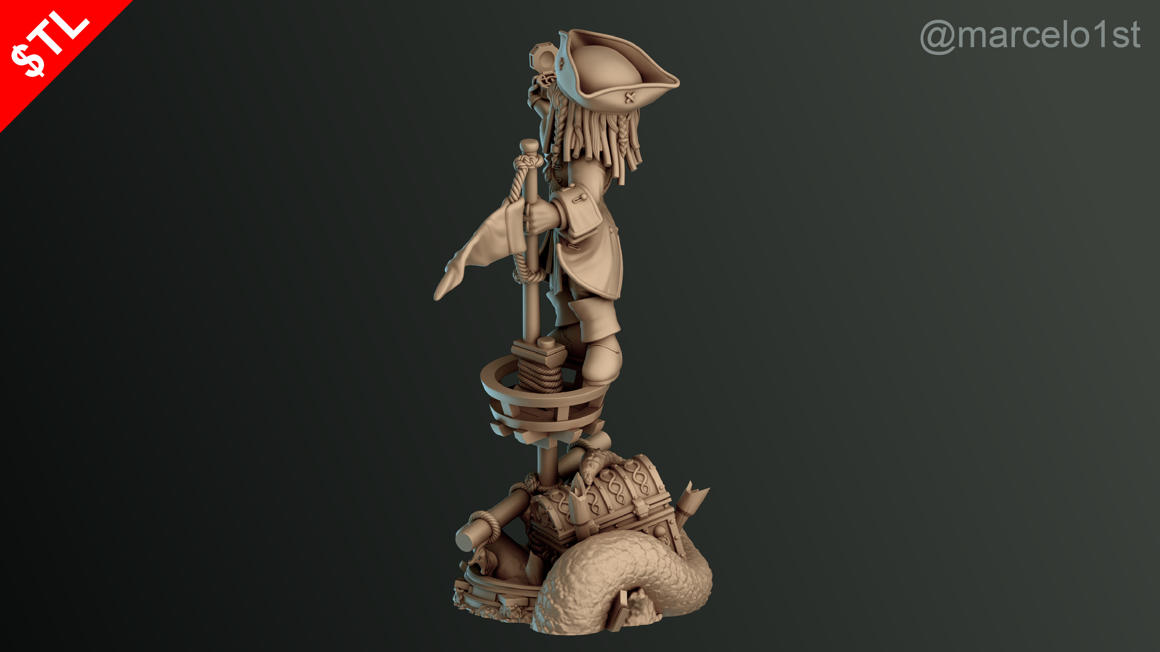 SIMPLE - Jack Sparrow 3D Model for Printing - Detailed Sculpt 3D print model_19