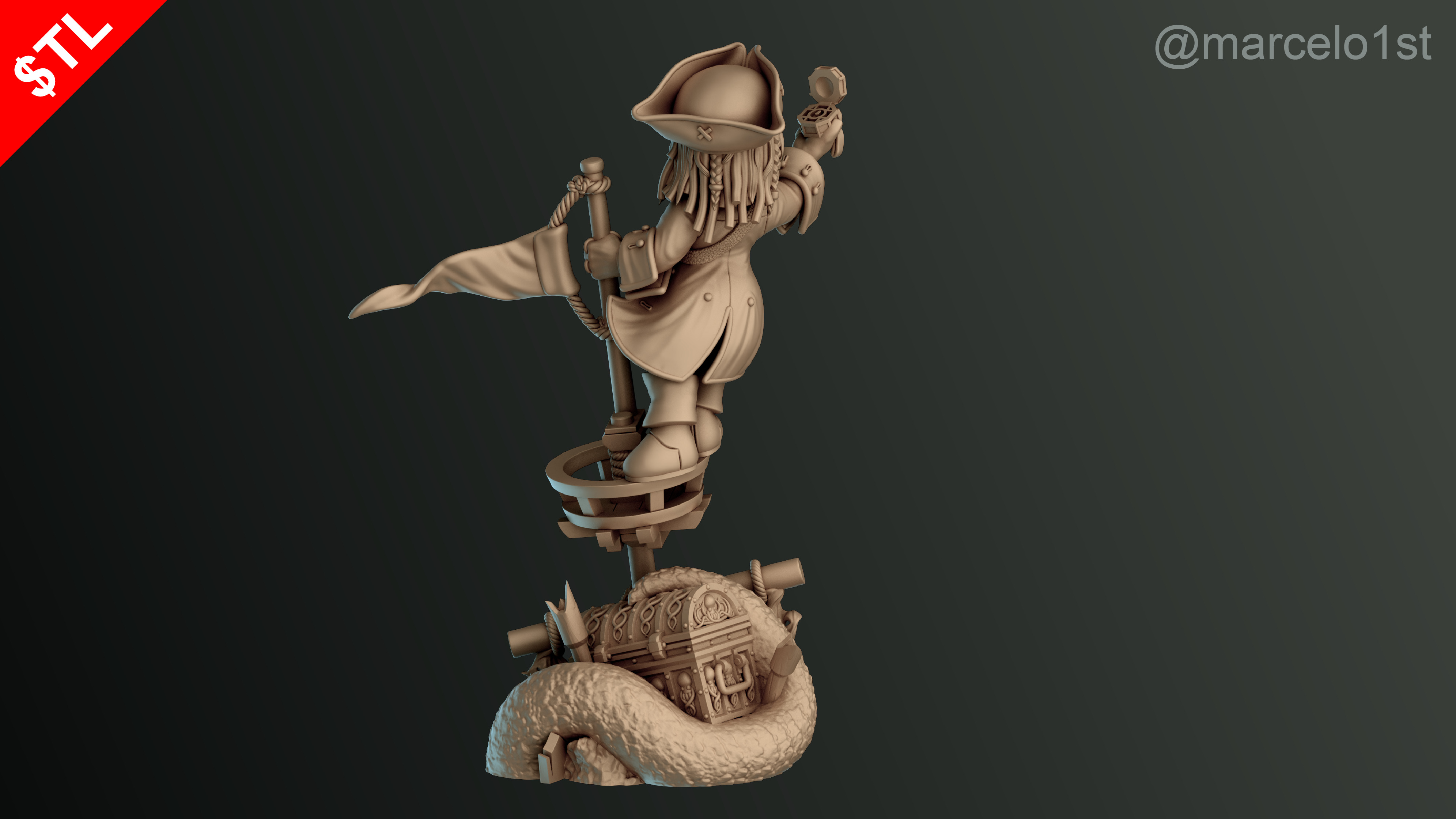 SIMPLE - Jack Sparrow 3D Model for Printing - Detailed Sculpt 3D print model_23