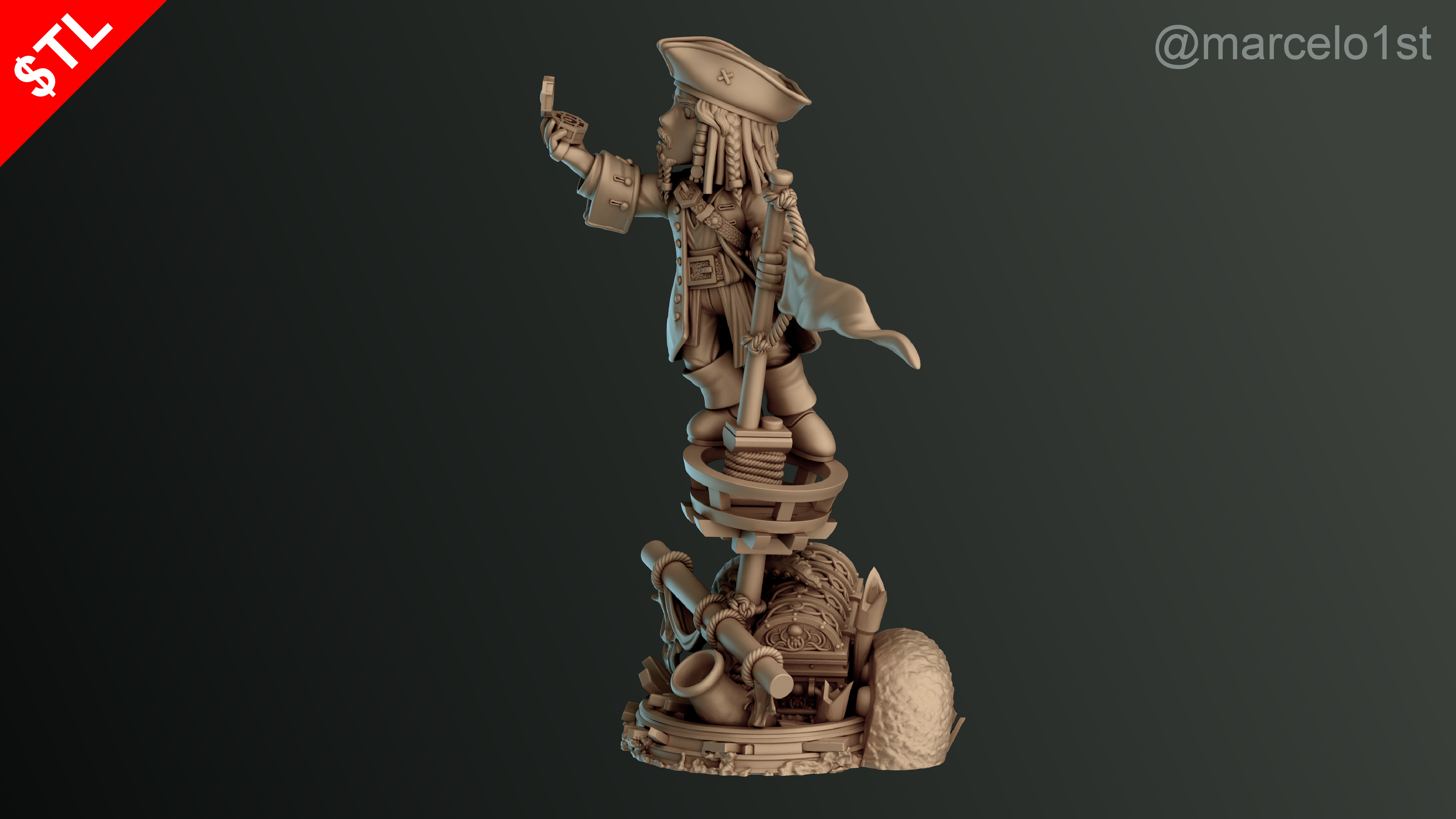 SIMPLE - Jack Sparrow 3D Model for Printing - Detailed Sculpt 3D print model_14