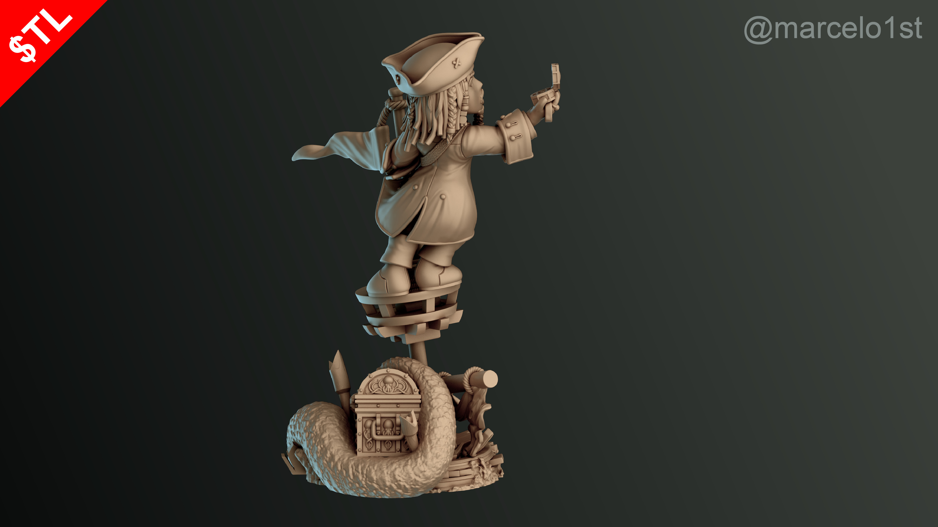 SIMPLE - Jack Sparrow 3D Model for Printing - Detailed Sculpt 3D print model_27