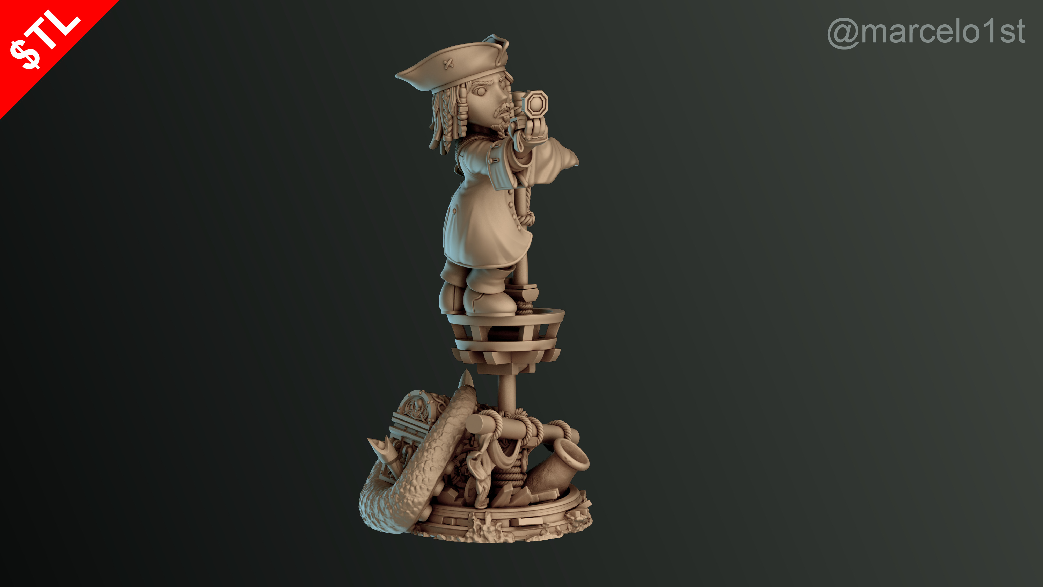 SIMPLE - Jack Sparrow 3D Model for Printing - Detailed Sculpt 3D print model_32