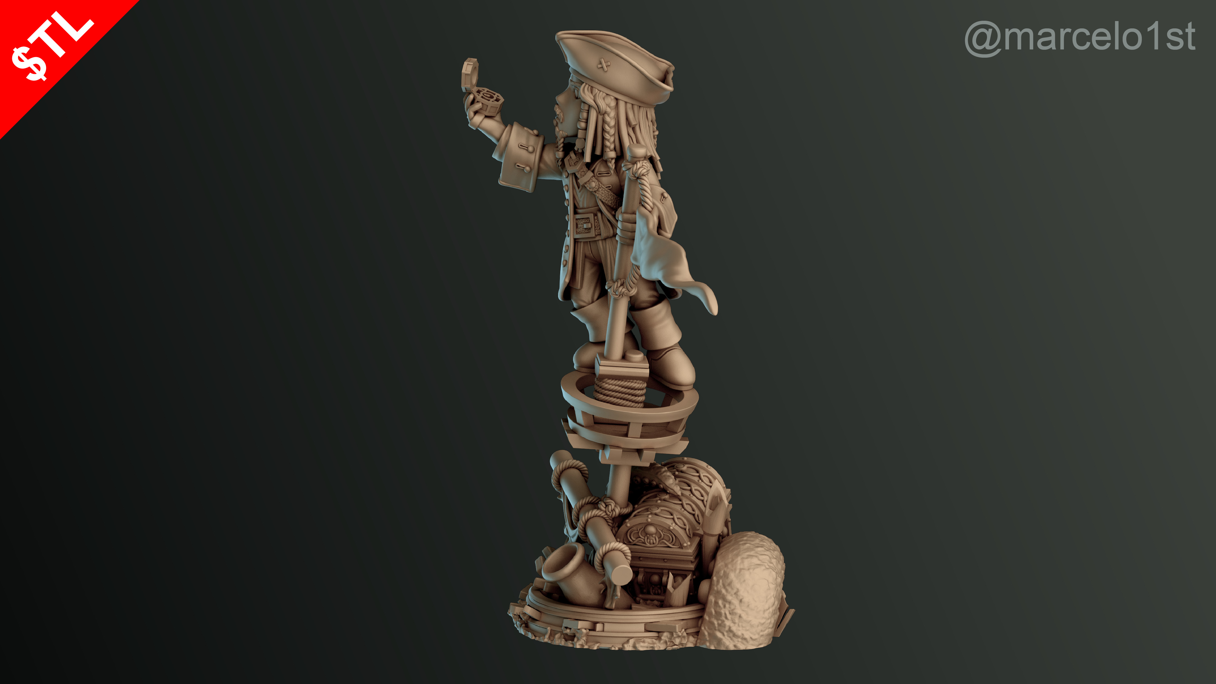 SIMPLE - Jack Sparrow 3D Model for Printing - Detailed Sculpt 3D print model_15