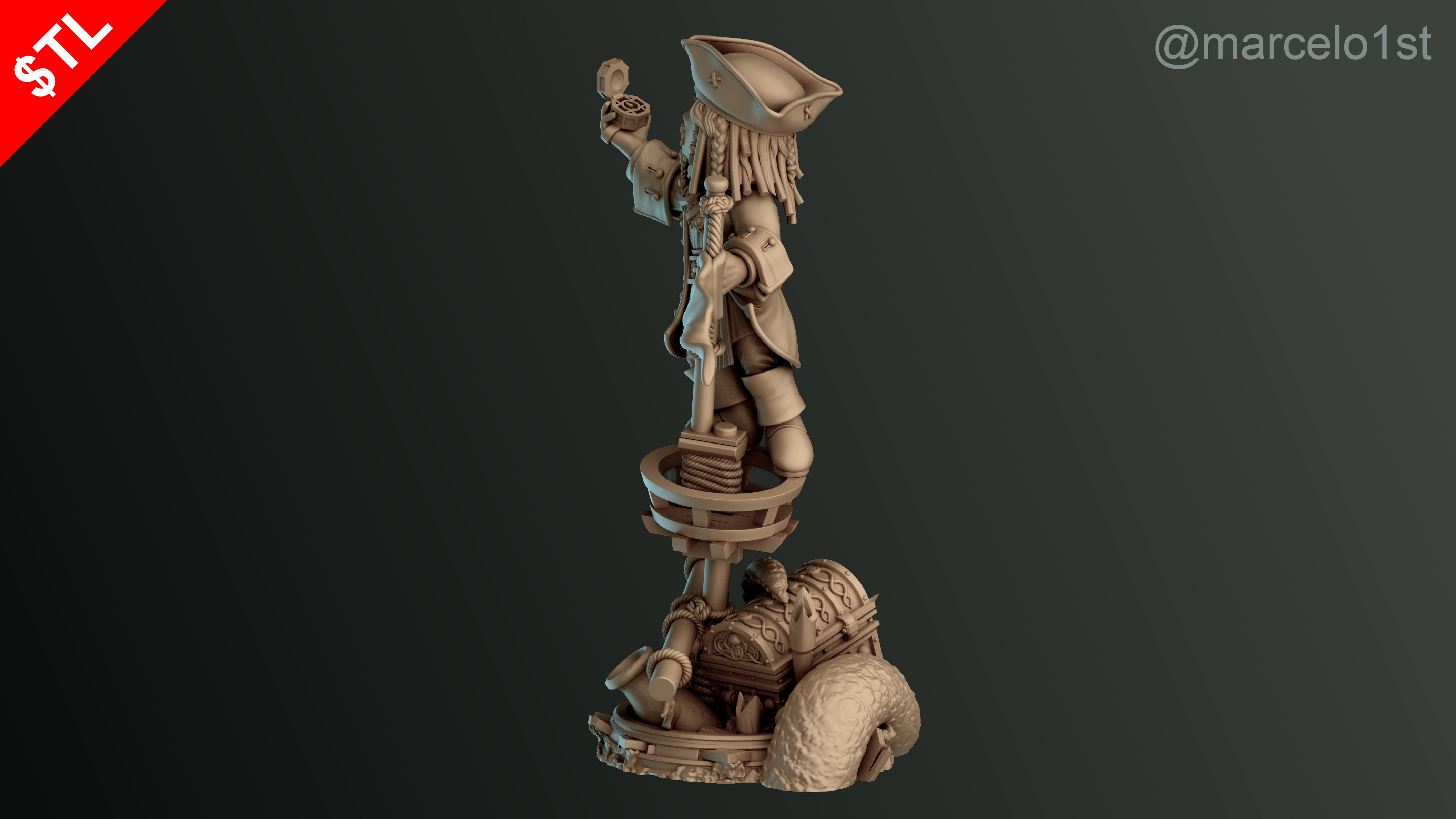 SIMPLE - Jack Sparrow 3D Model for Printing - Detailed Sculpt 3D print model_17
