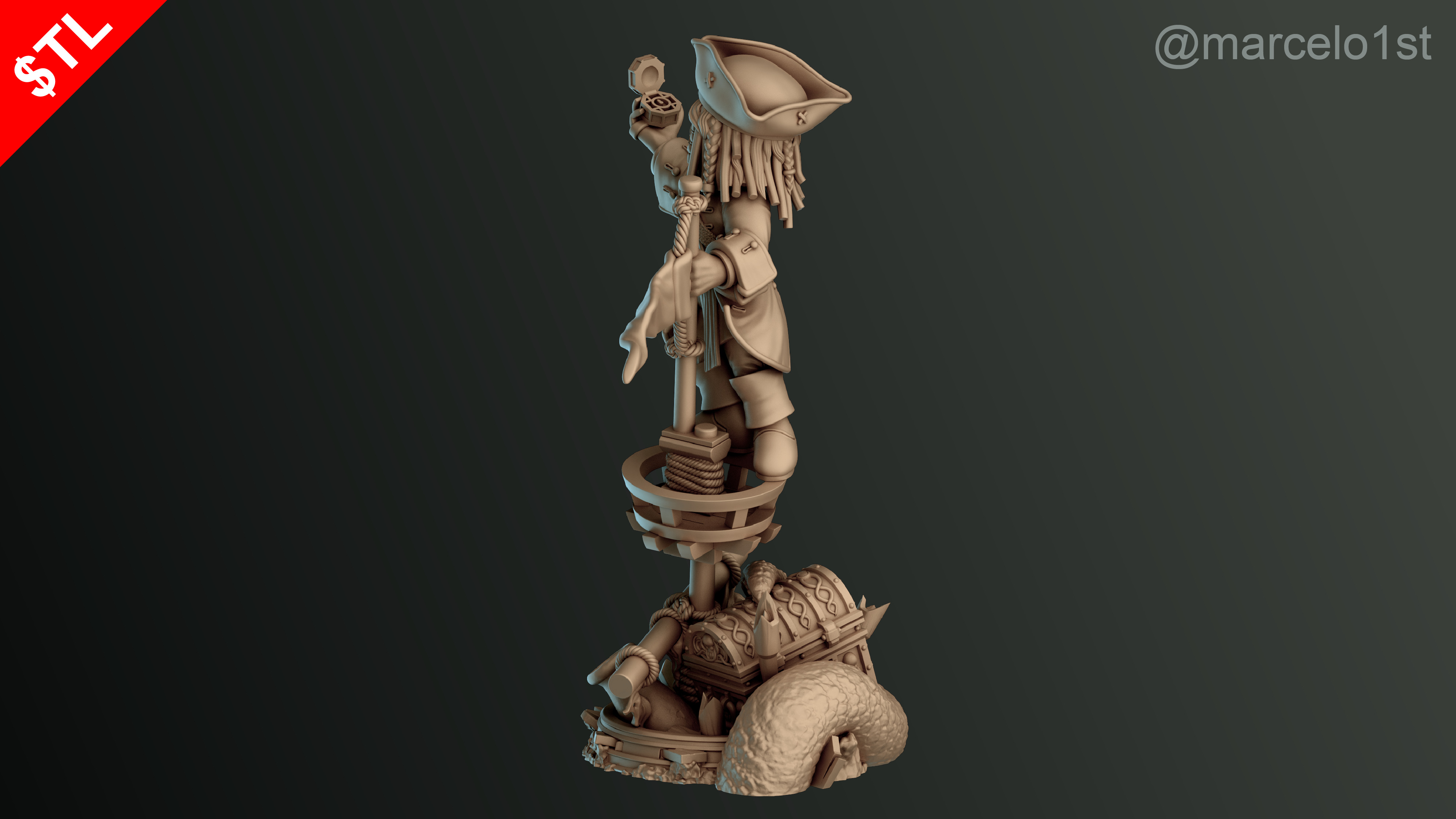 SIMPLE - Jack Sparrow 3D Model for Printing - Detailed Sculpt 3D print model_18