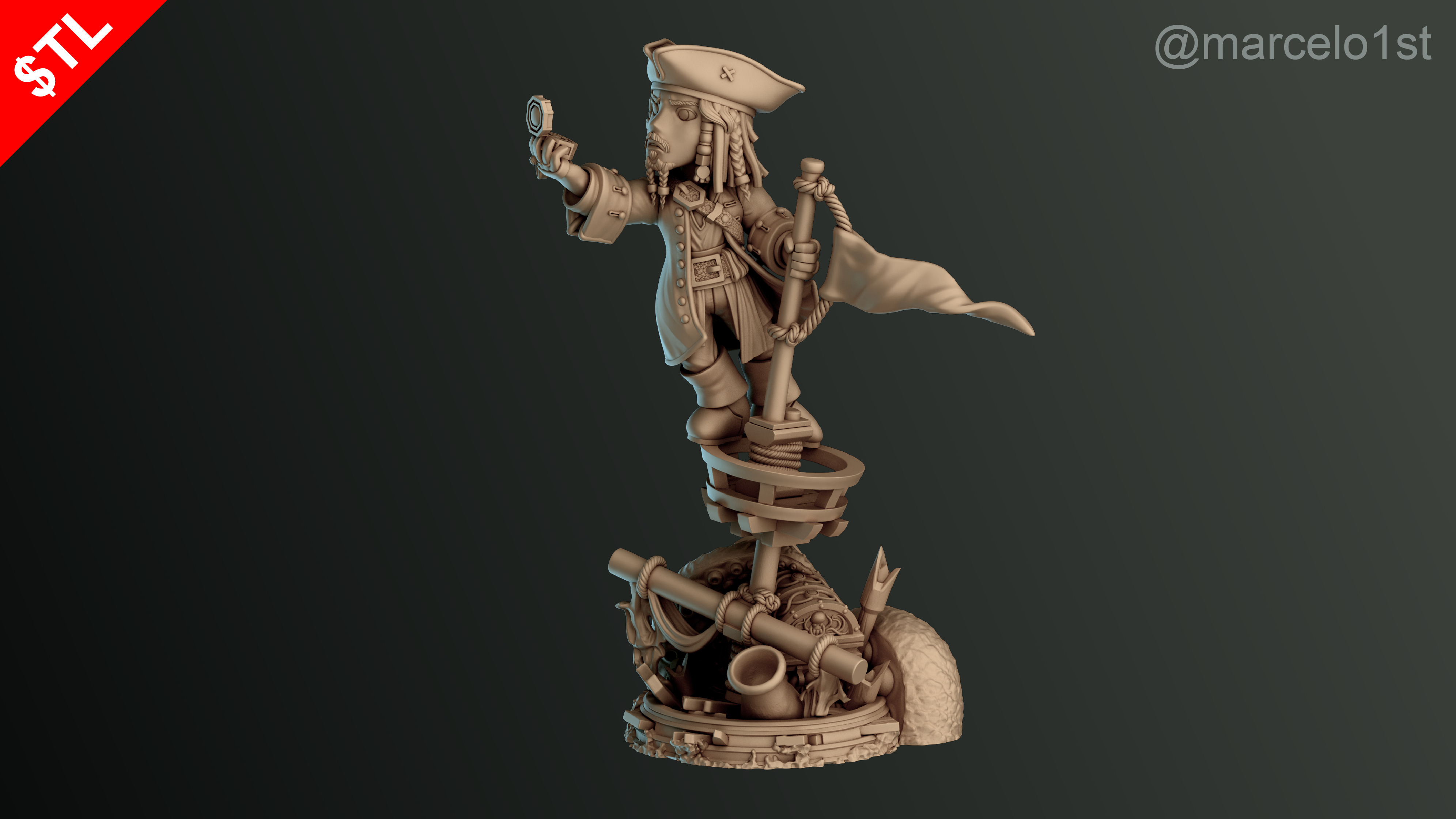SIMPLE - Jack Sparrow 3D Model for Printing - Detailed Sculpt 3D print model_11