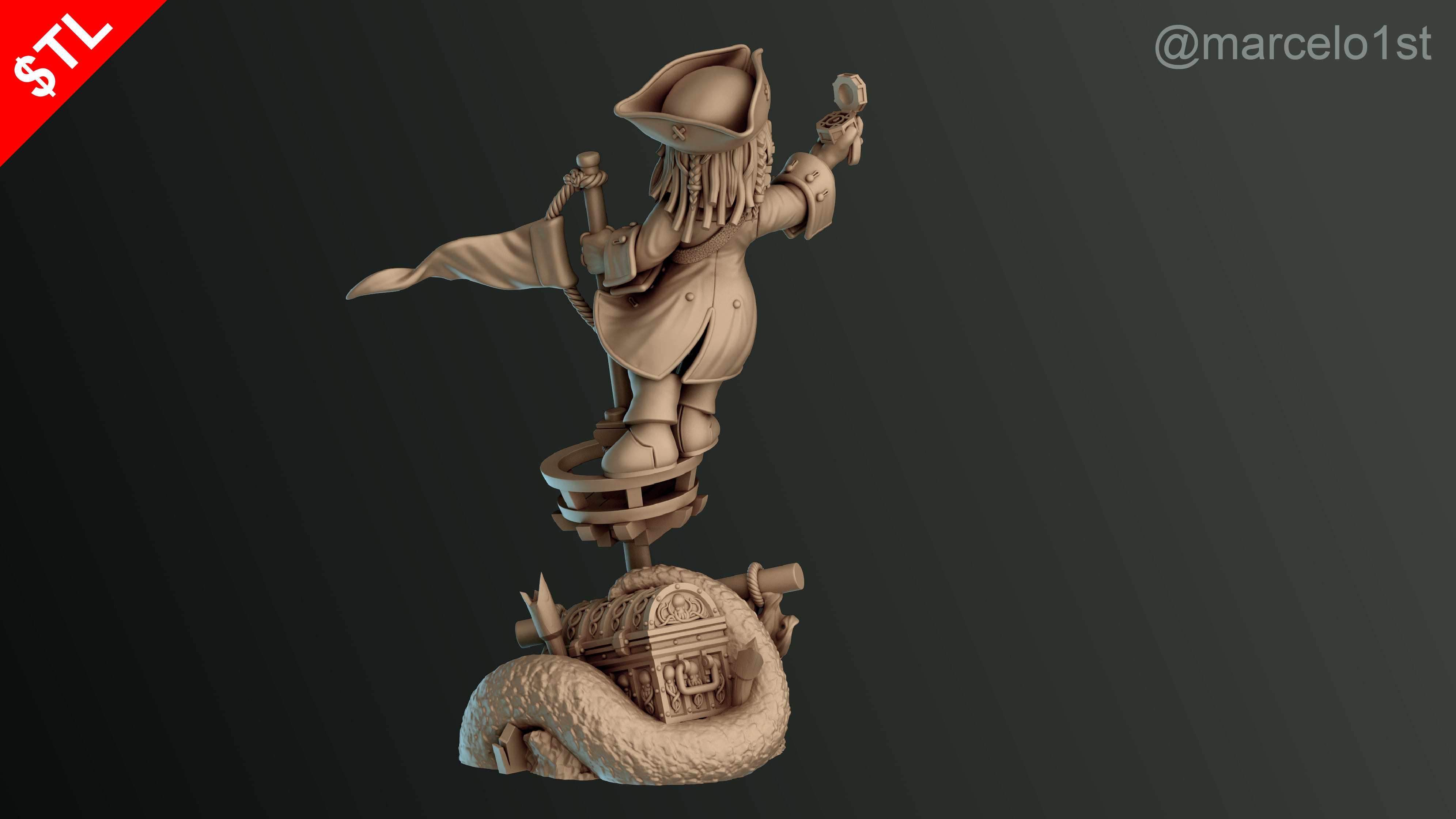 SIMPLE - Jack Sparrow 3D Model for Printing - Detailed Sculpt 3D print model_24