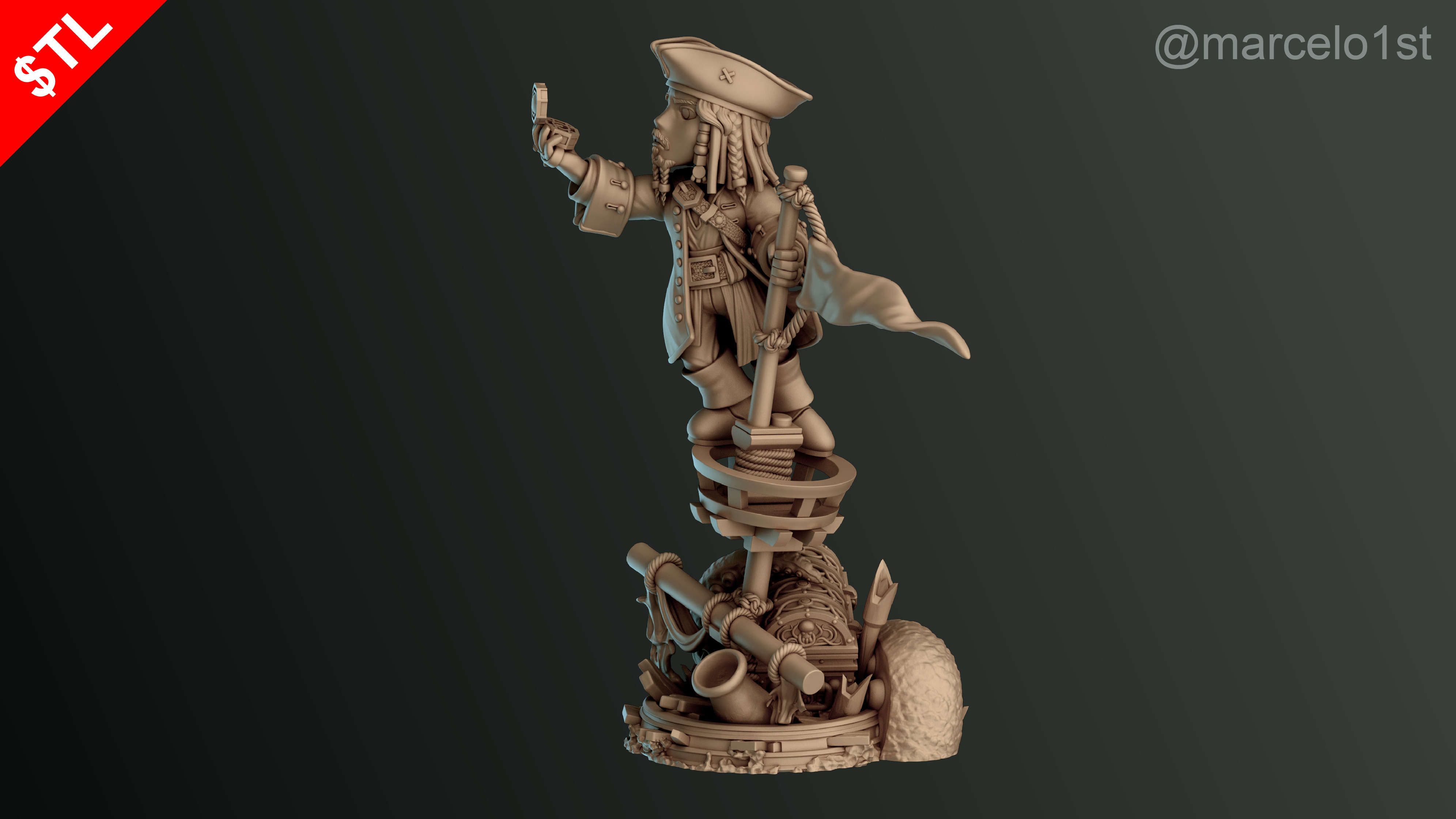 SIMPLE - Jack Sparrow 3D Model for Printing - Detailed Sculpt 3D print model_13