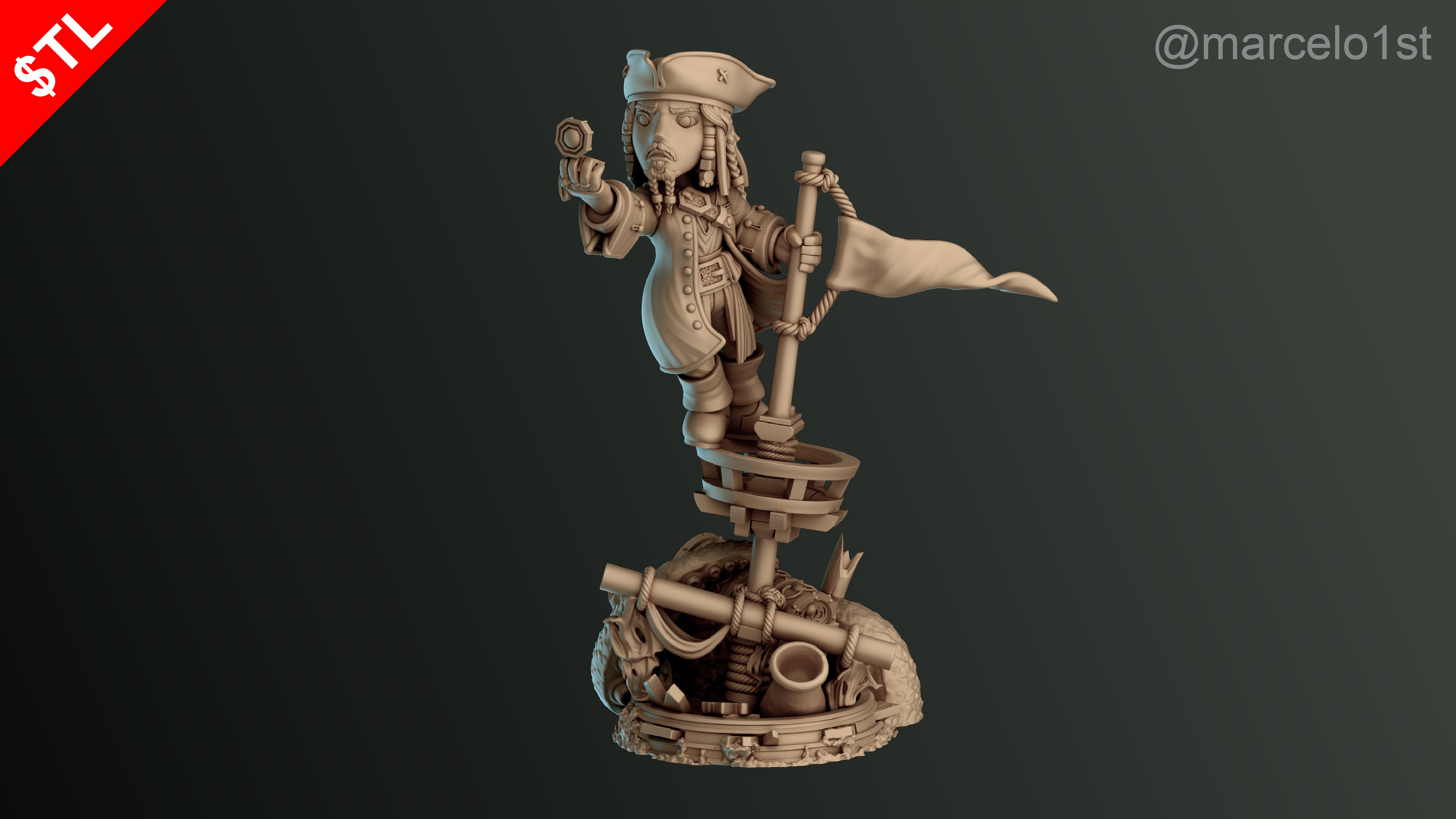 SIMPLE - Jack Sparrow 3D Model for Printing - Detailed Sculpt 3D print model_7