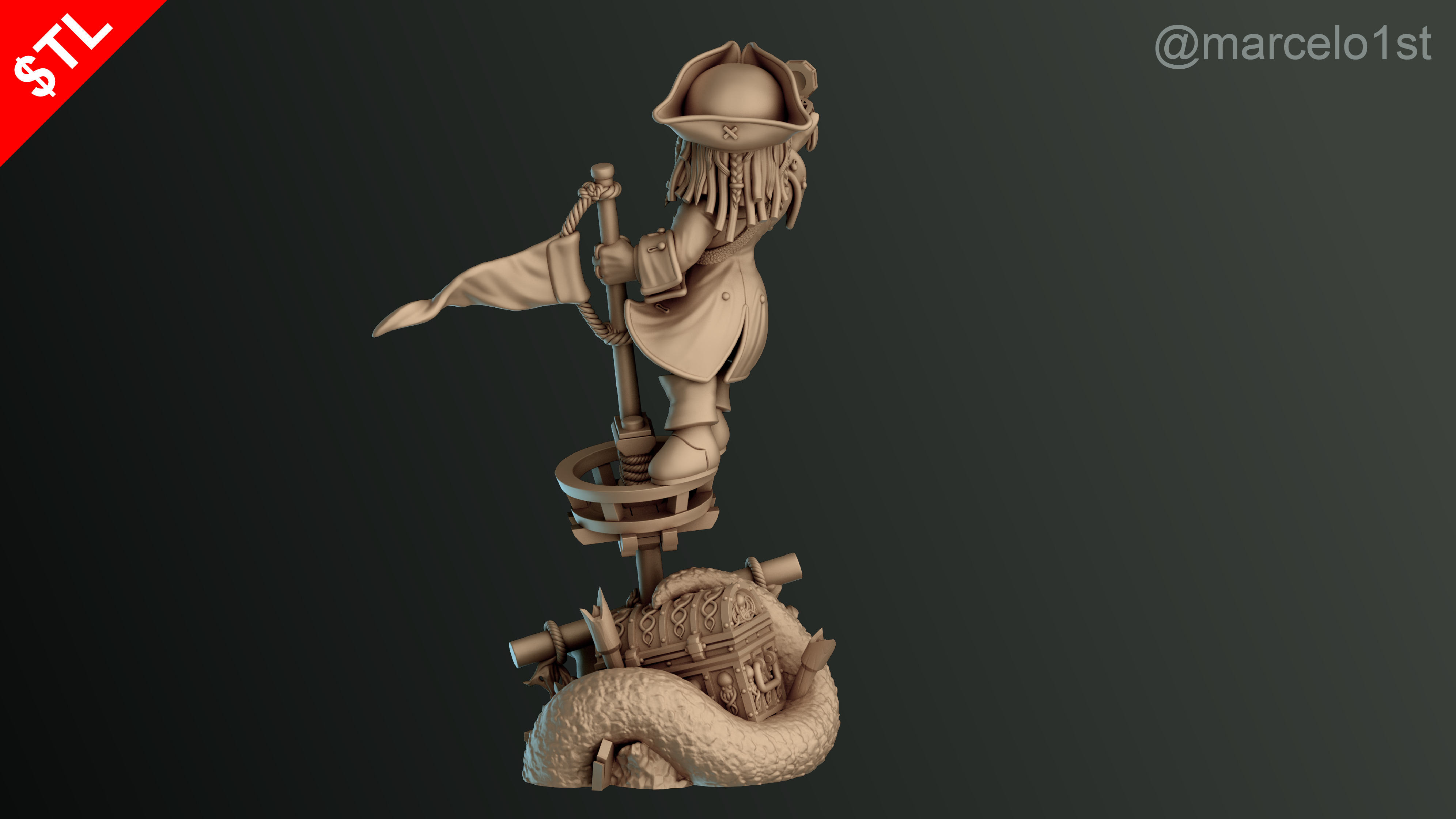 SIMPLE - Jack Sparrow 3D Model for Printing - Detailed Sculpt 3D print model_22