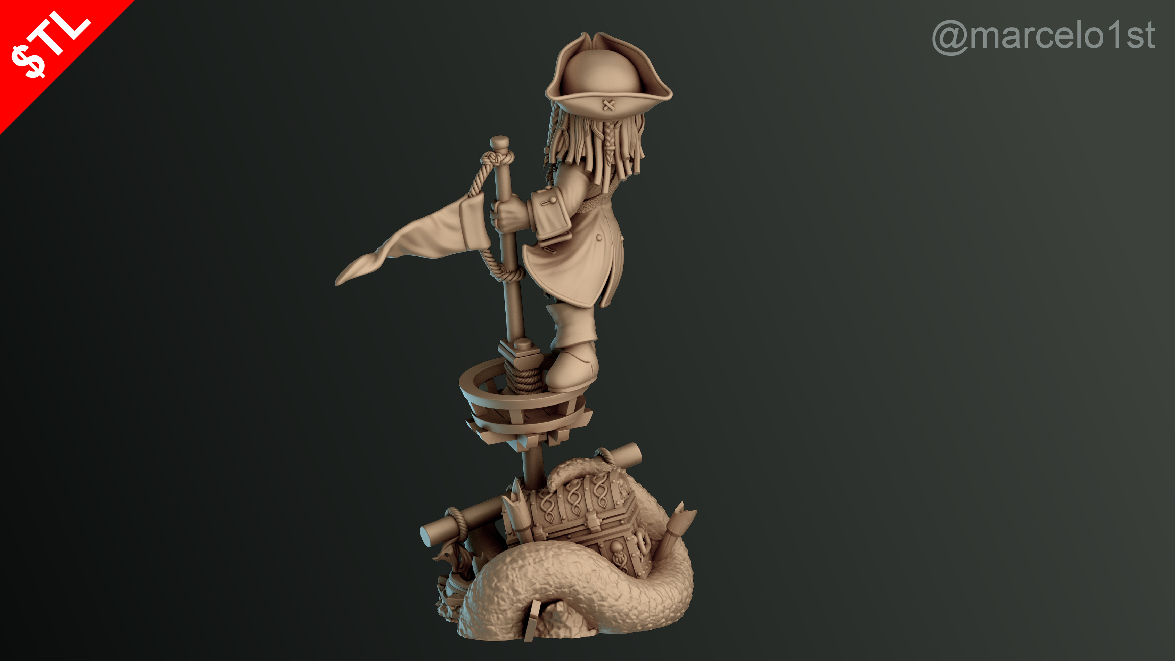 SIMPLE - Jack Sparrow 3D Model for Printing - Detailed Sculpt 3D print model_21