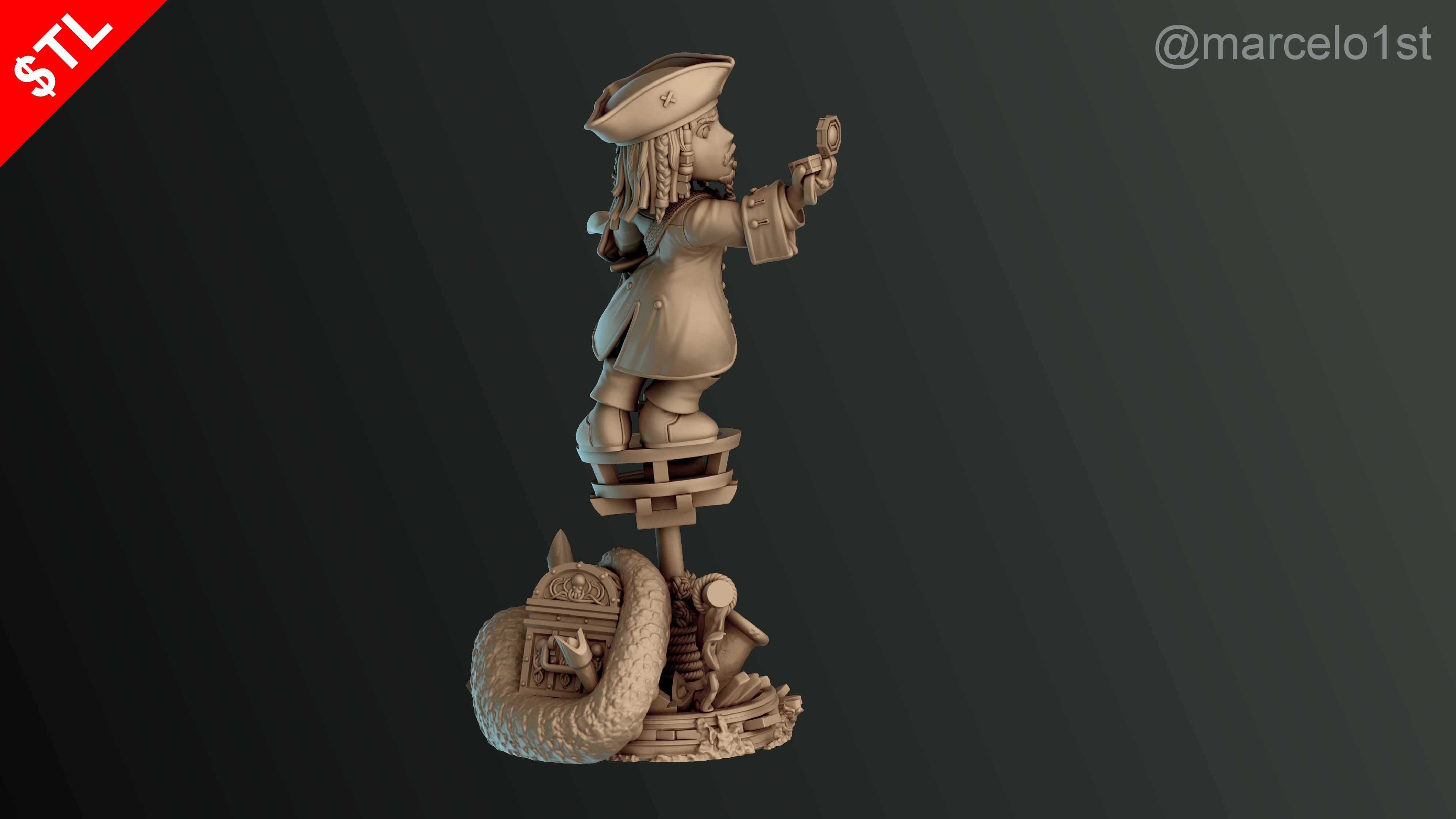 SIMPLE - Jack Sparrow 3D Model for Printing - Detailed Sculpt 3D print model_29