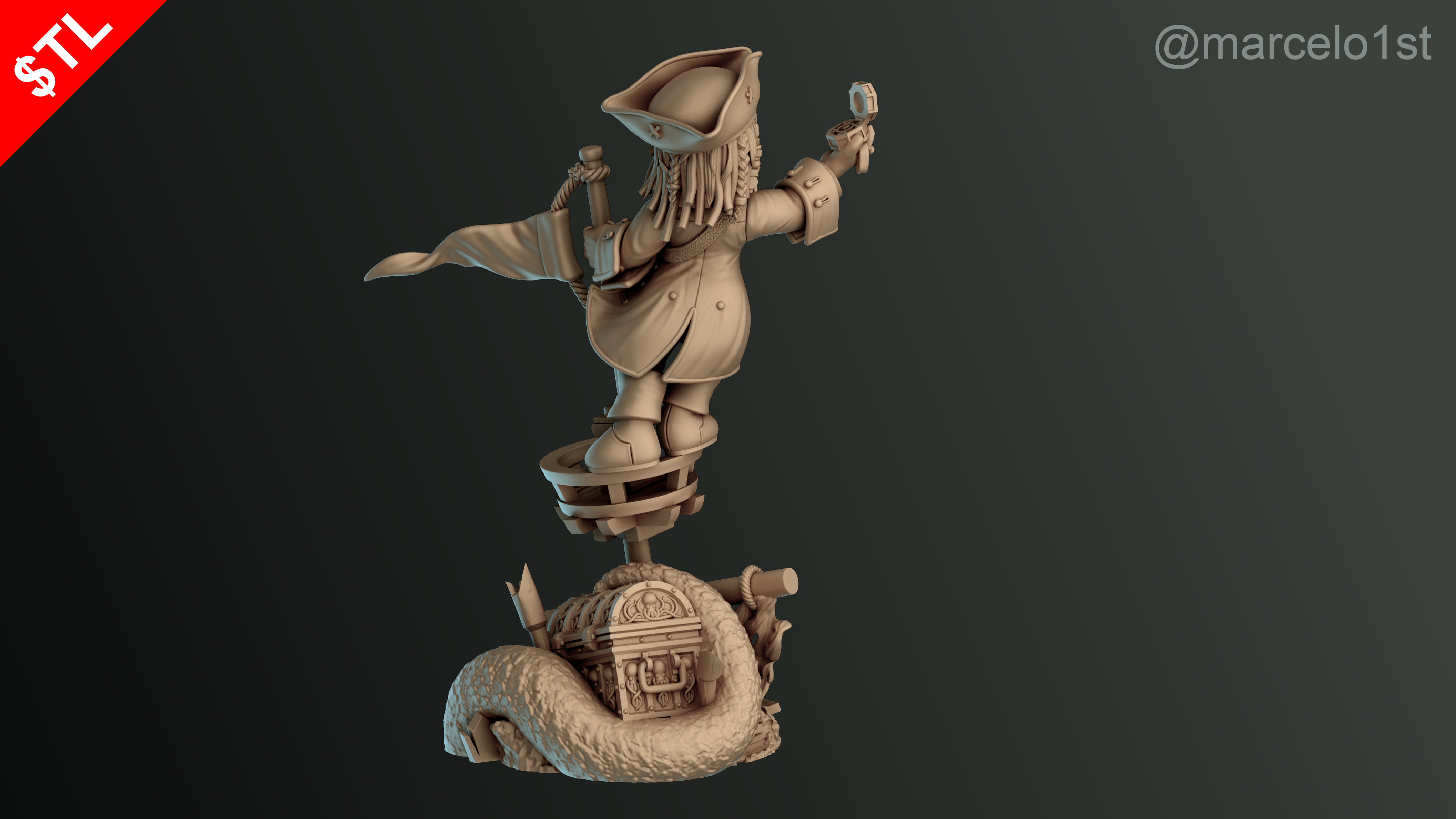 SIMPLE - Jack Sparrow 3D Model for Printing - Detailed Sculpt 3D print model_25