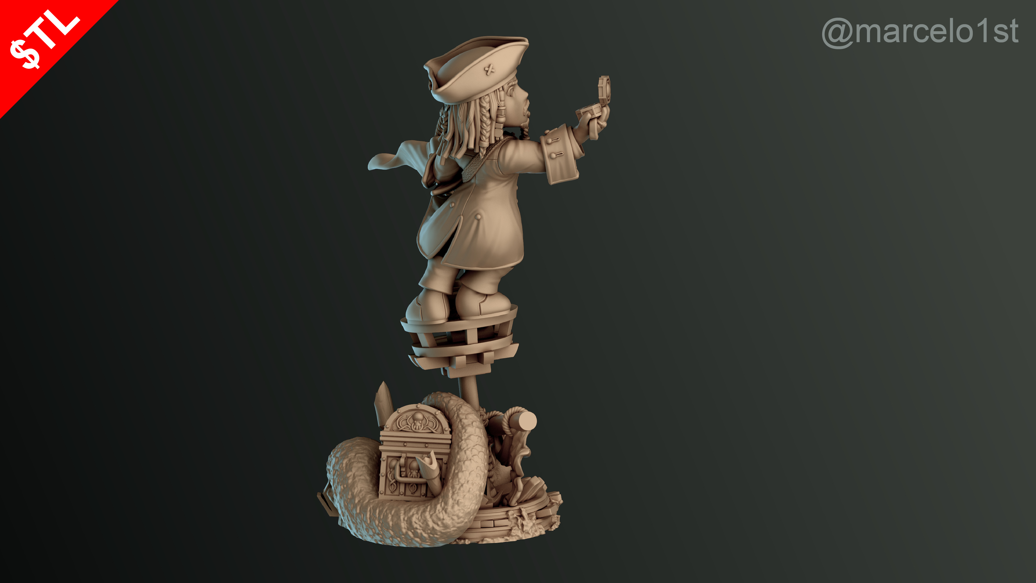 SIMPLE - Jack Sparrow 3D Model for Printing - Detailed Sculpt 3D print model_28