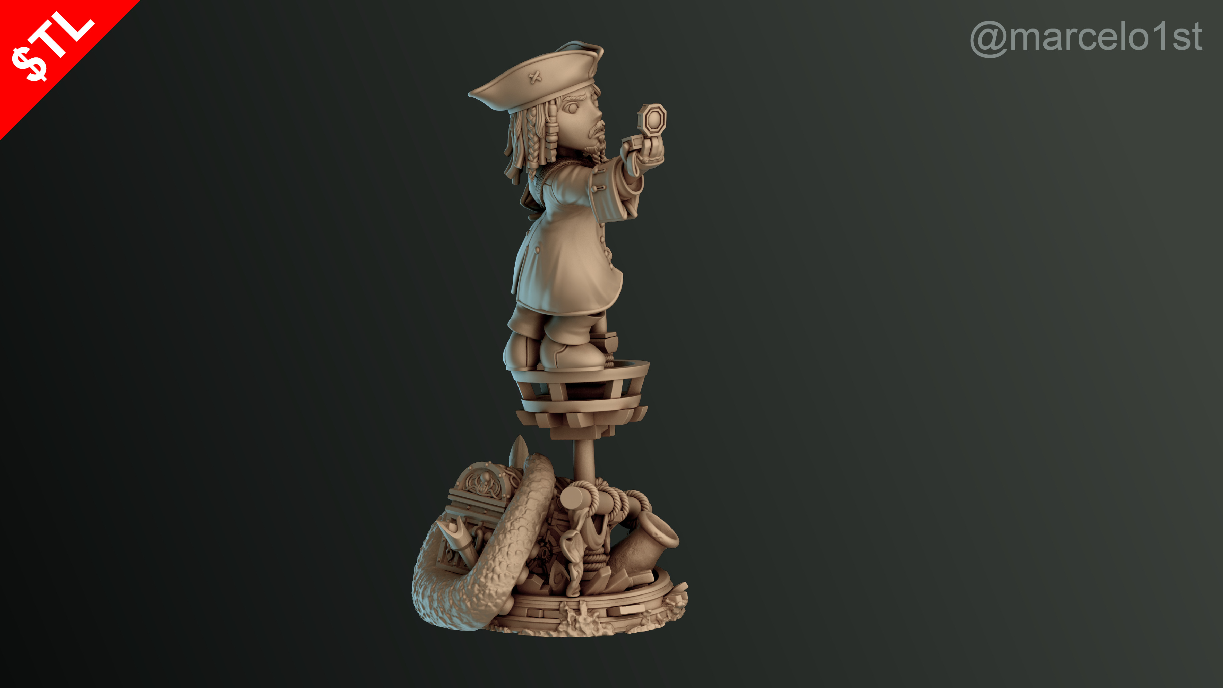 SIMPLE - Jack Sparrow 3D Model for Printing - Detailed Sculpt 3D print model_31