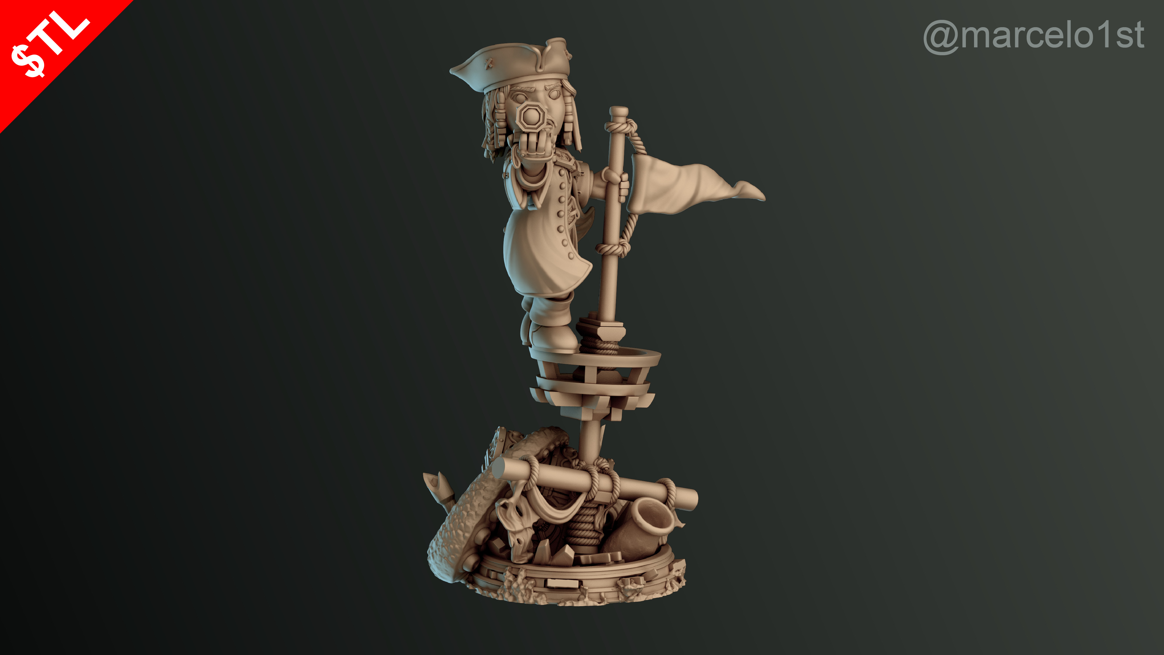 SIMPLE - Jack Sparrow 3D Model for Printing - Detailed Sculpt 3D print model_35