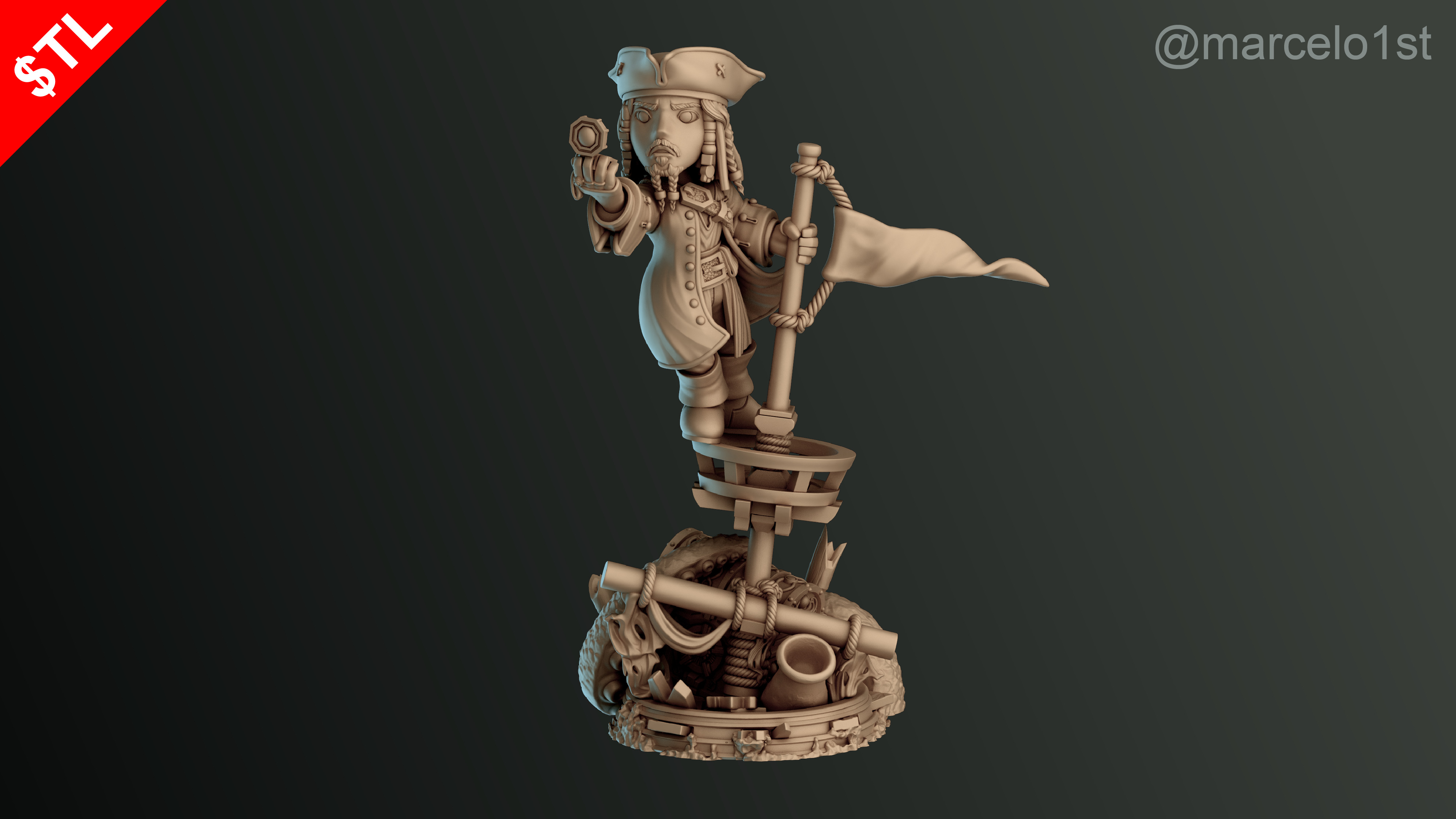SIMPLE - Jack Sparrow 3D Model for Printing - Detailed Sculpt 3D print model_41