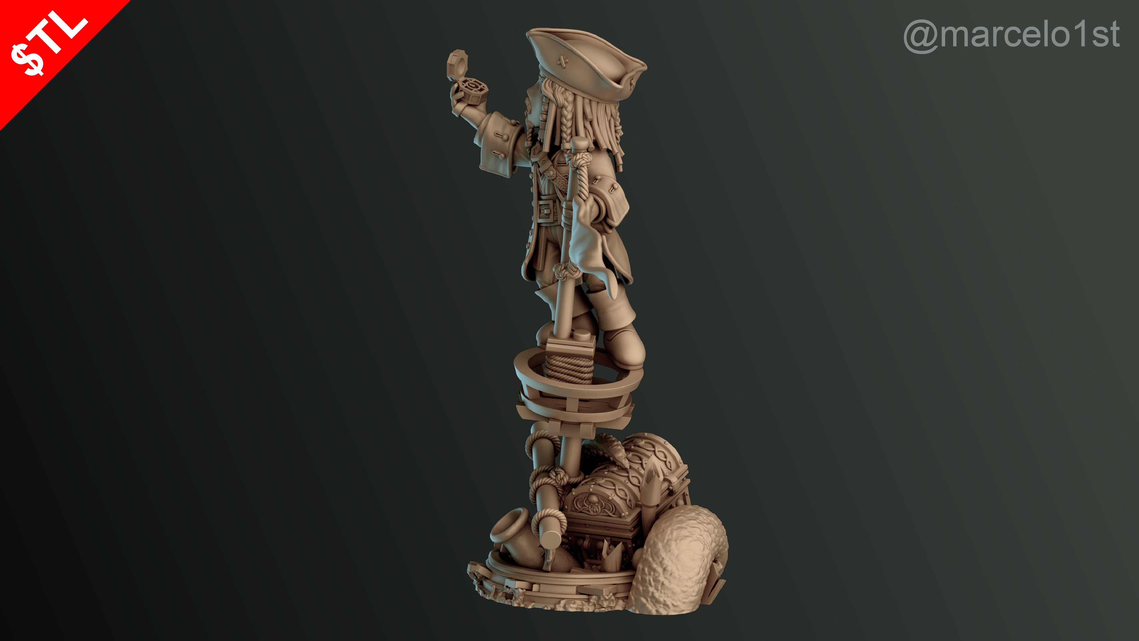 SIMPLE - Jack Sparrow 3D Model for Printing - Detailed Sculpt 3D print model_16
