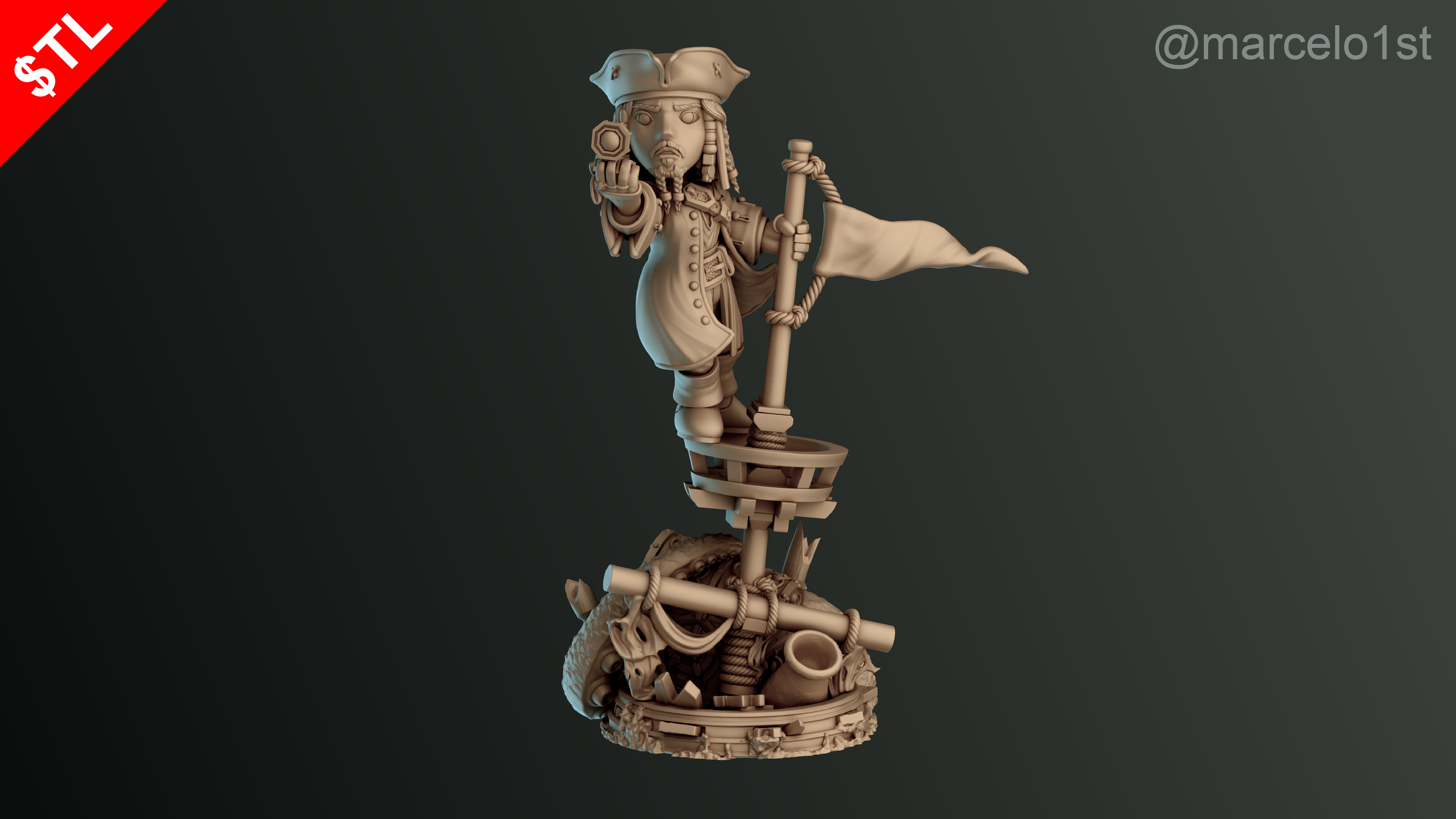 SIMPLE - Jack Sparrow 3D Model for Printing - Detailed Sculpt 3D print model_38