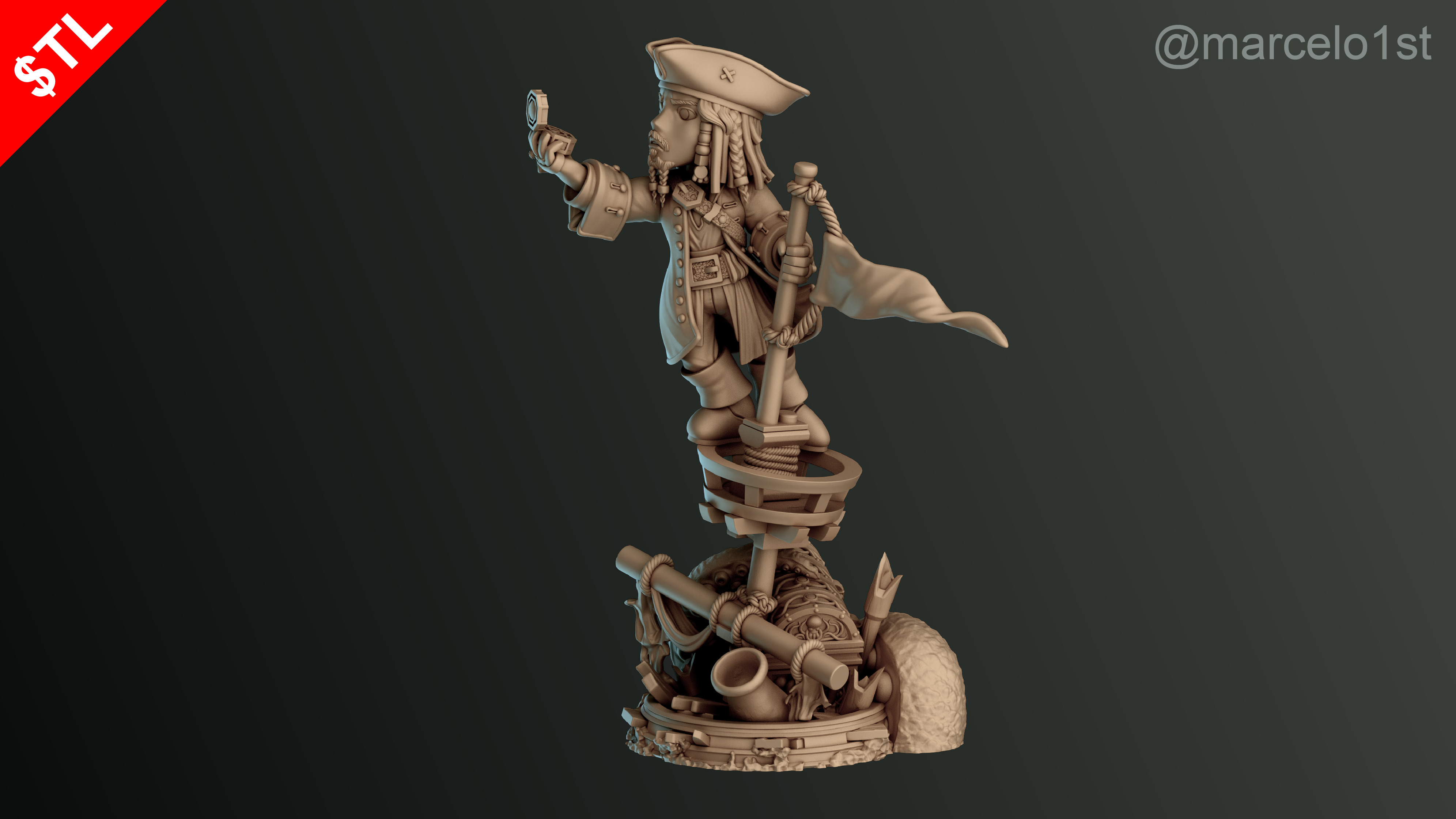 SIMPLE - Jack Sparrow 3D Model for Printing - Detailed Sculpt 3D print model_12