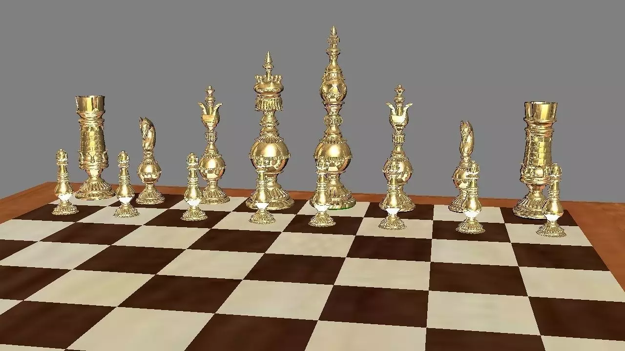 Board and chess figures between 20 and 10 cm 3D print model