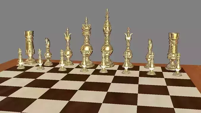 Board and chess figures            between 20 and 10 cm