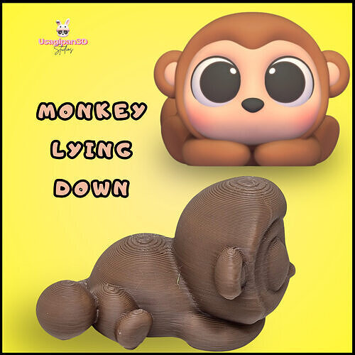 Monkey Lying Down 3D print model