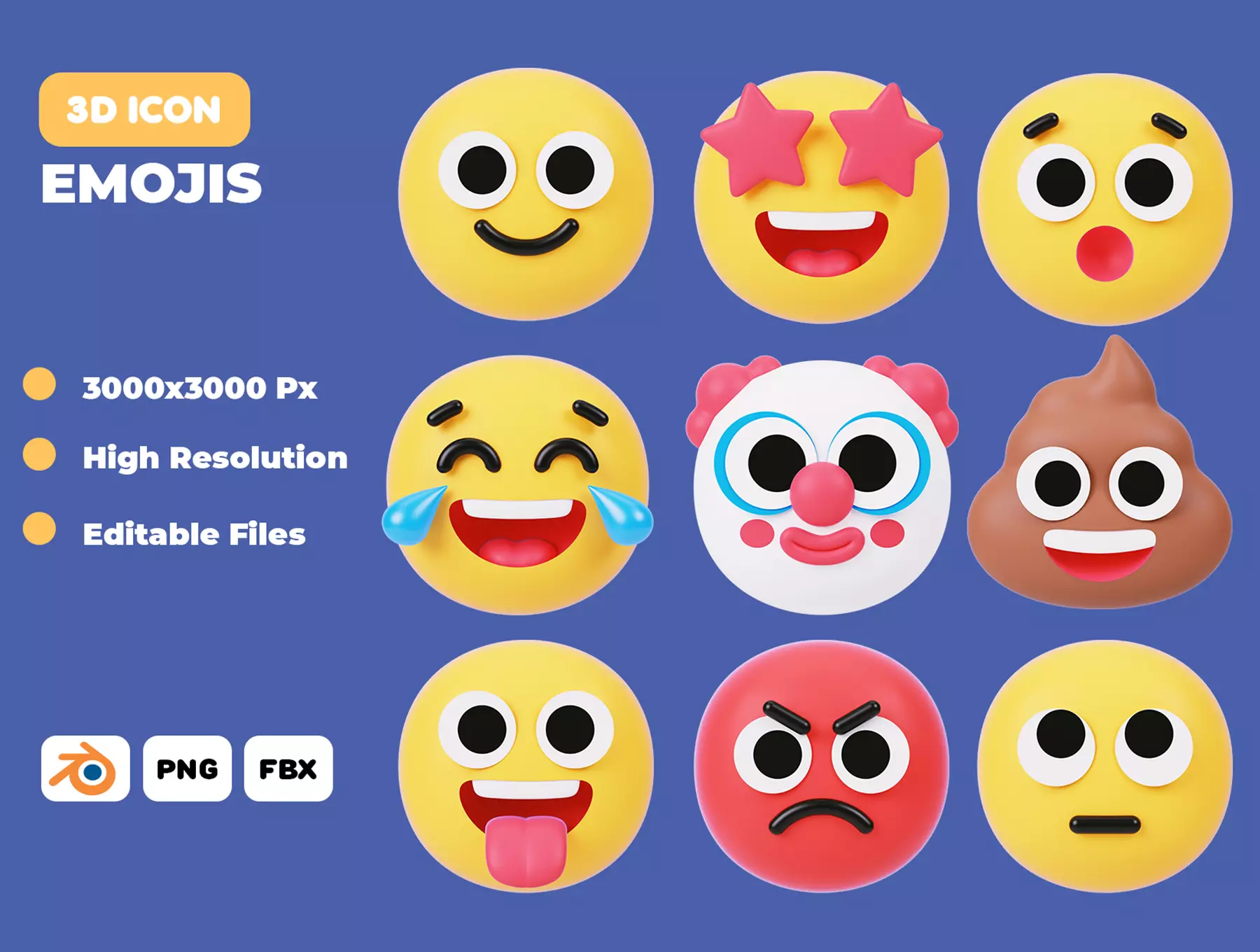 Emojis 3D Icon Pack 3D model_0