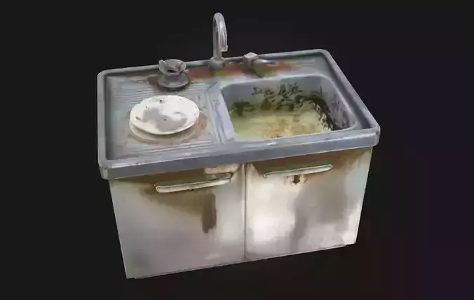 Rustic Sink Scene Weathered Wash Station