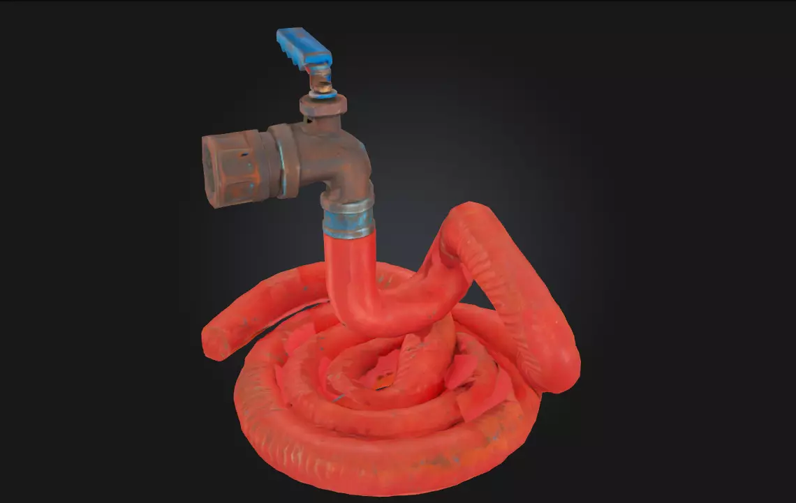 Coiled Connection Flexible Hose Detail 3D model