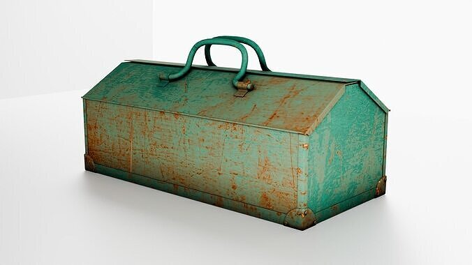 Rusted old tool box Low-poly 3D model