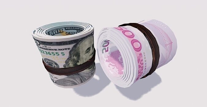 Roll of Cash Free low-poly 3D model