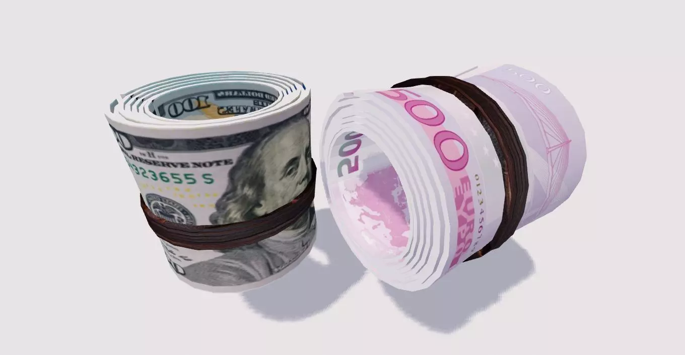 Roll of Cash Free low-poly 3D model_0