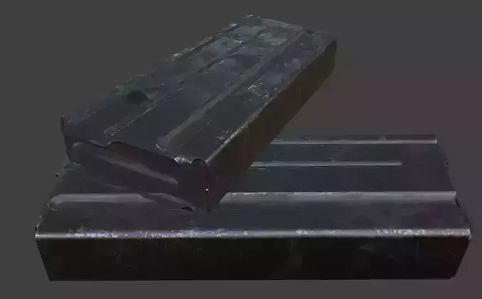25 Round RND Steel Straight Stanag AR M4 Magazine Game Ready Low-poly 3D model