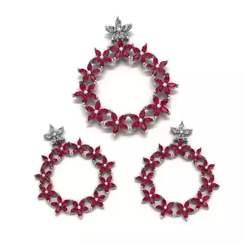 Pendant and Earrings Marquise 3D print model