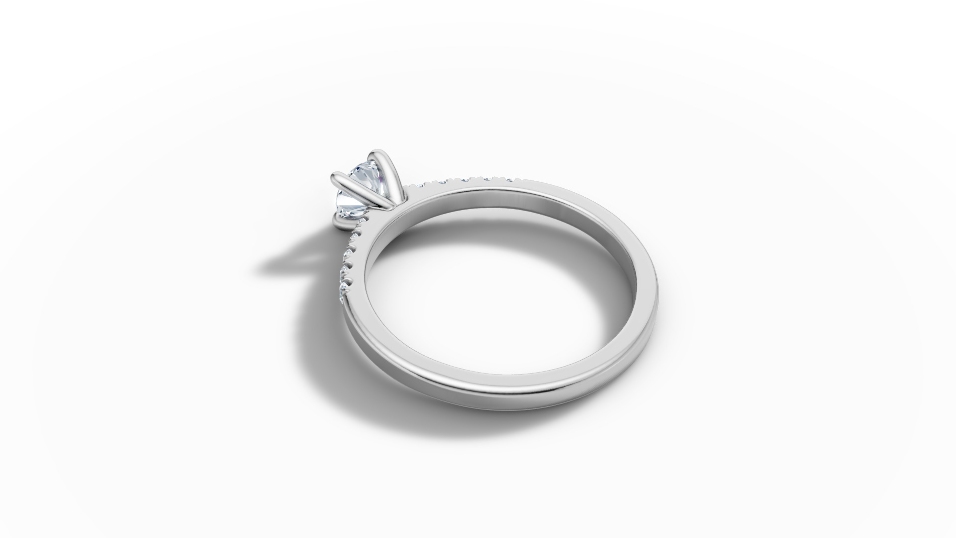 Solitaire Engagement Ring with 35 pointer gem 4claw setting  3D print model_38